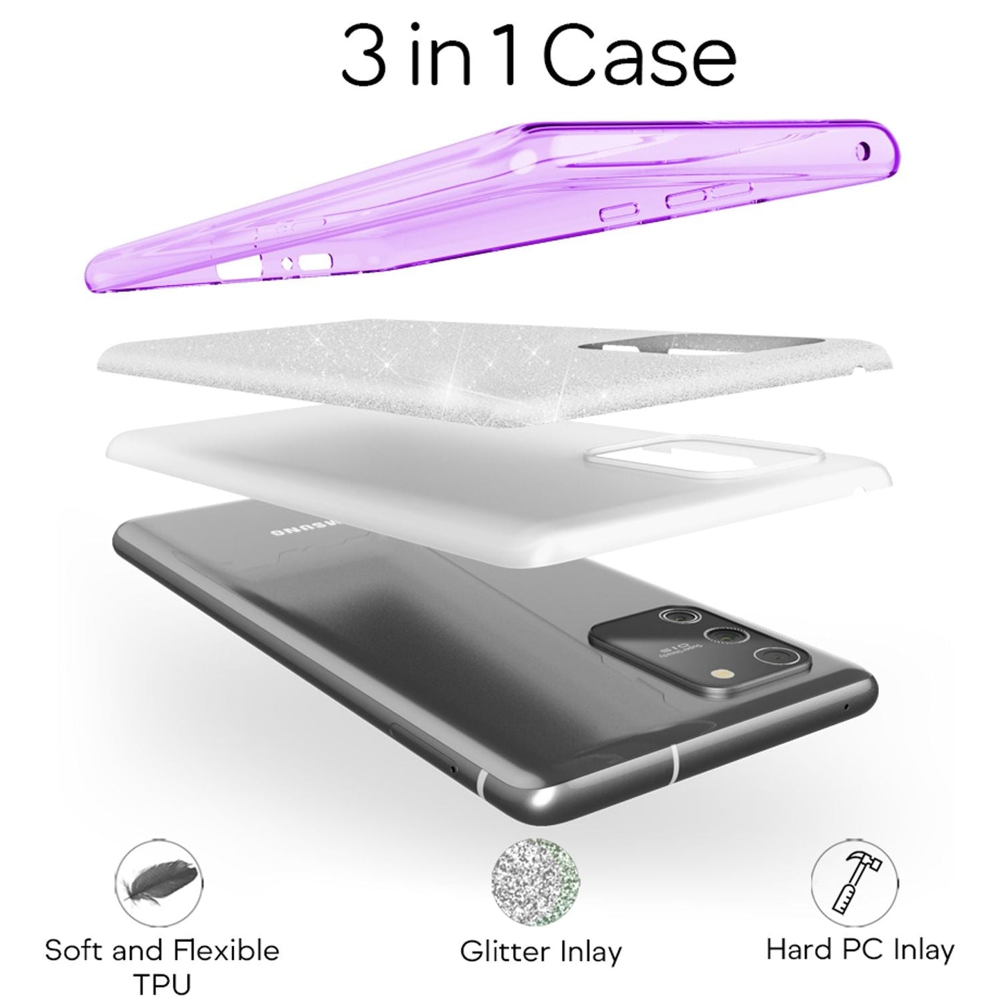 NALIA Glitrandi símahulstur fyrir Samsung Galaxy S10 Lite, Glitrandi sílikonhulstur