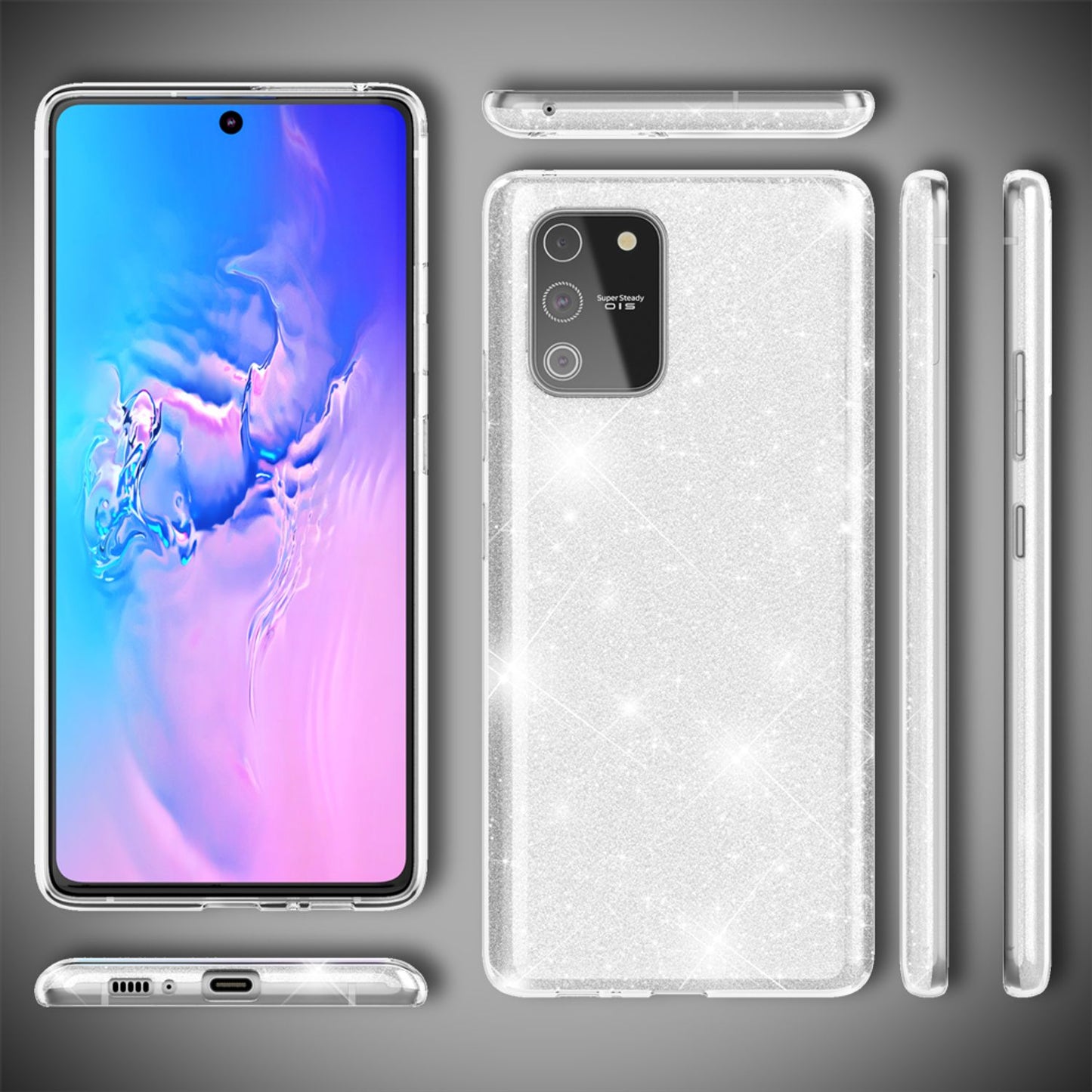 NALIA Glitrandi símahulstur fyrir Samsung Galaxy S10 Lite, Glitrandi sílikonhulstur