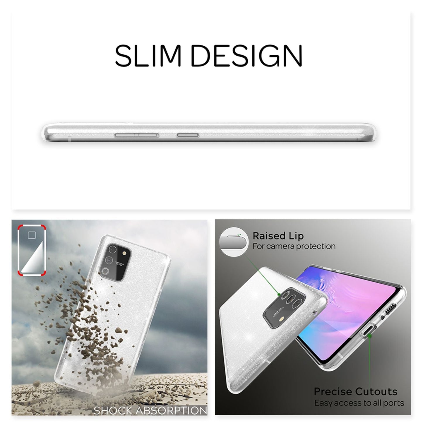 NALIA Glitrandi símahulstur fyrir Samsung Galaxy S10 Lite, Glitrandi sílikonhulstur