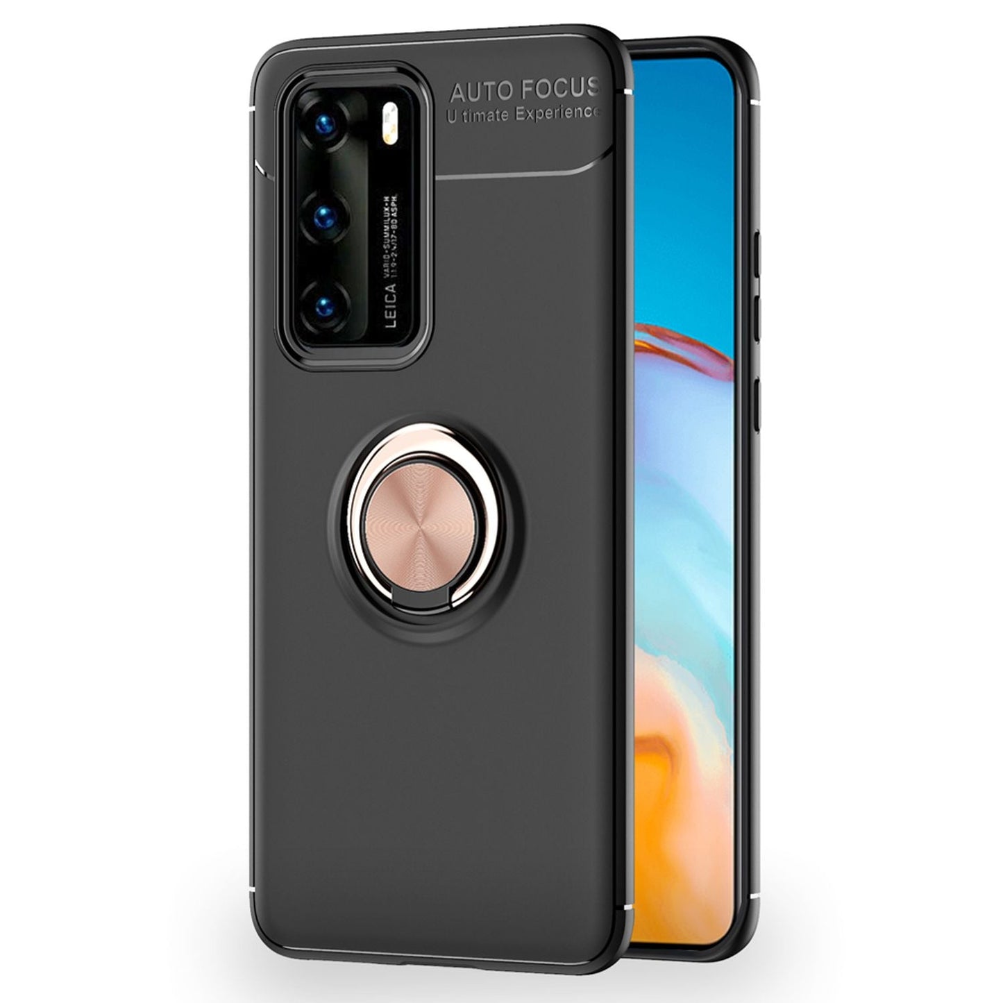 NALIA Ring Phone Case for Huawei P40, Slim Silicone Cover Case with 360 Degree Holder