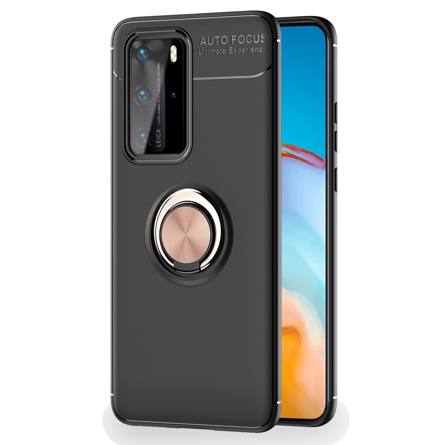 NALIA Ring Phone Case for Huawei P40 Pro, Silicone Cover Case with 360 Degree Holder