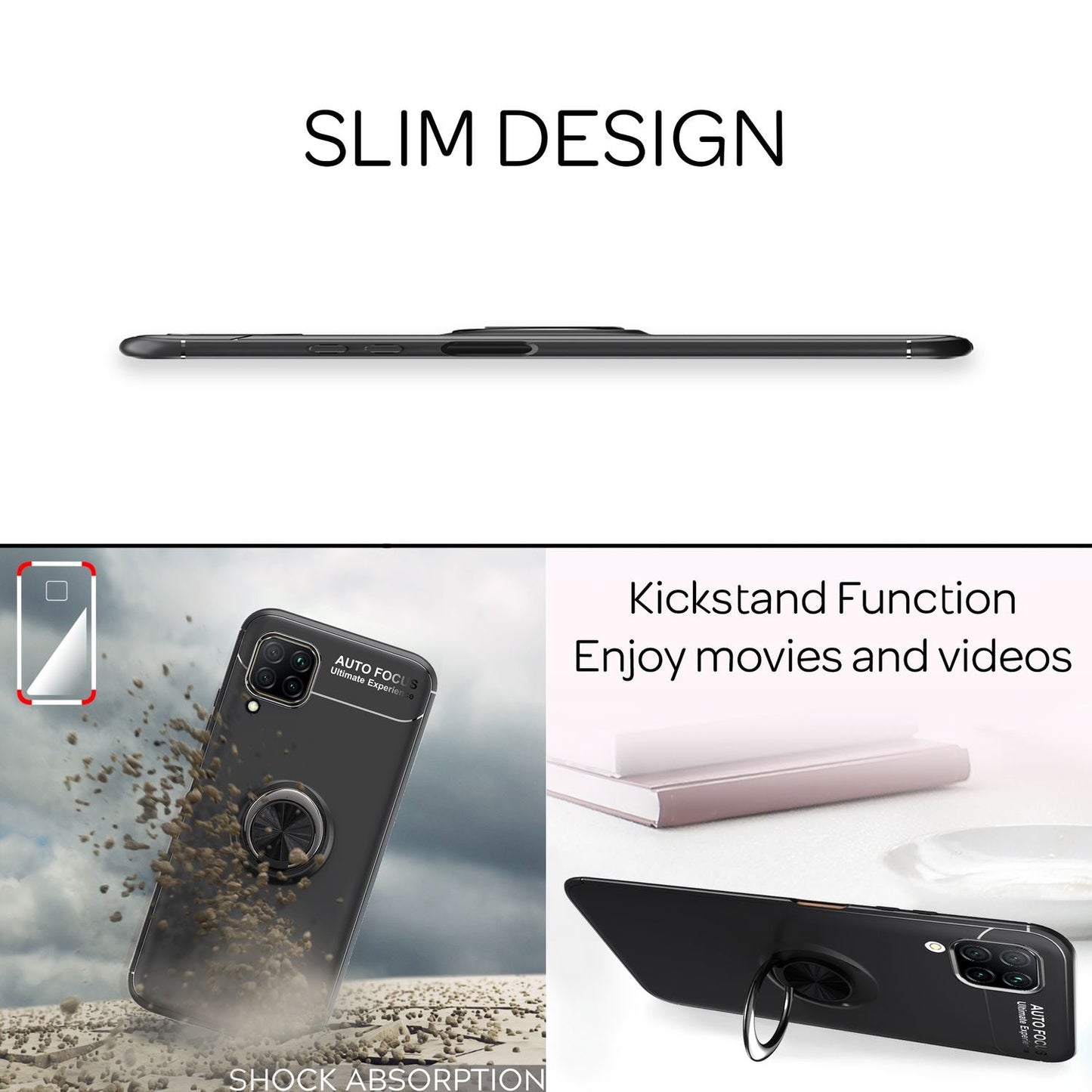 NALIA Ring símahulstur fyrir Huawei P40 lite, sílikonhulstur með 360 gráðu festingu