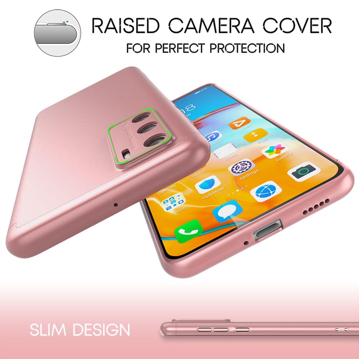 NALIA 360 Degree Phone Case for Huawei P40, Full Cover &amp; Glass Case, All-Around Bumper