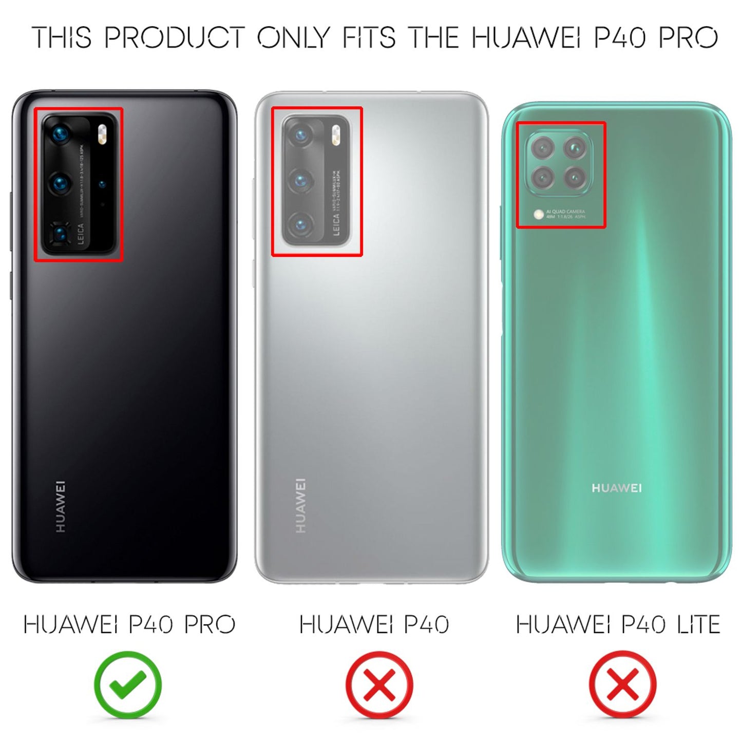 NALIA 360 Degree Phone Case for Huawei P40 Pro, Hard Case Cover &amp; 2 Protective Films