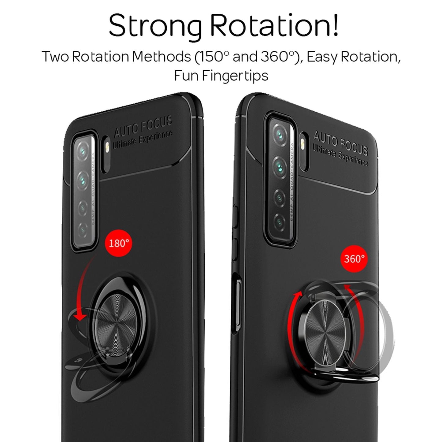 NALIA Ring Phone Case for Huawei P40 lite 5G, Silicone Cover Case with 360° Holder