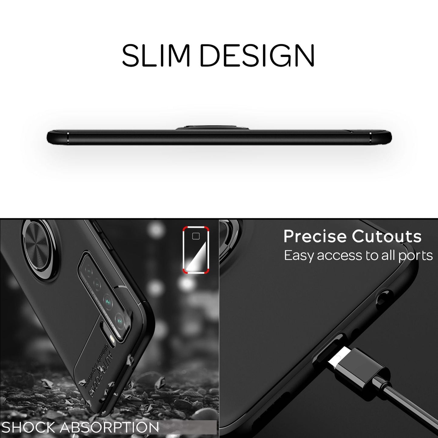 NALIA Ring Phone Case for Huawei P40 lite 5G, Silicone Cover Case with 360° Holder