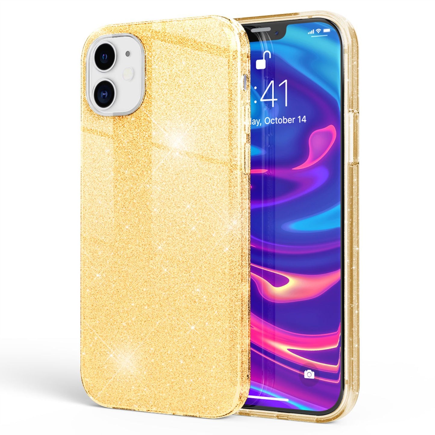 NALIA glitrandi símahulstur fyrir iPhone 12 Mini, Bling hulstur með glitrandi vernd