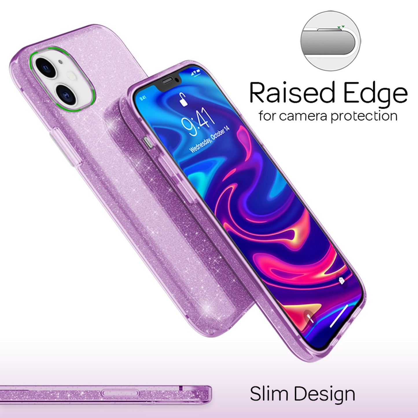 NALIA glitrandi símahulstur fyrir iPhone 12 Mini, Bling hulstur með glitrandi vernd