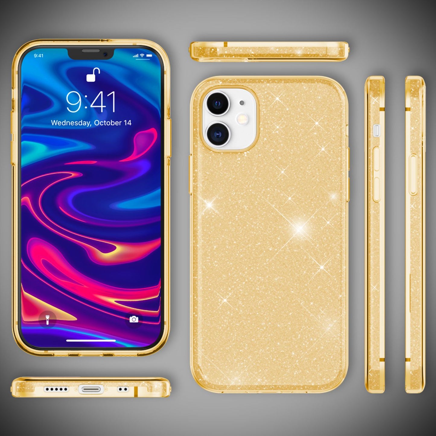 NALIA glitrandi símahulstur fyrir iPhone 12 Mini, Bling hulstur með glitrandi vernd