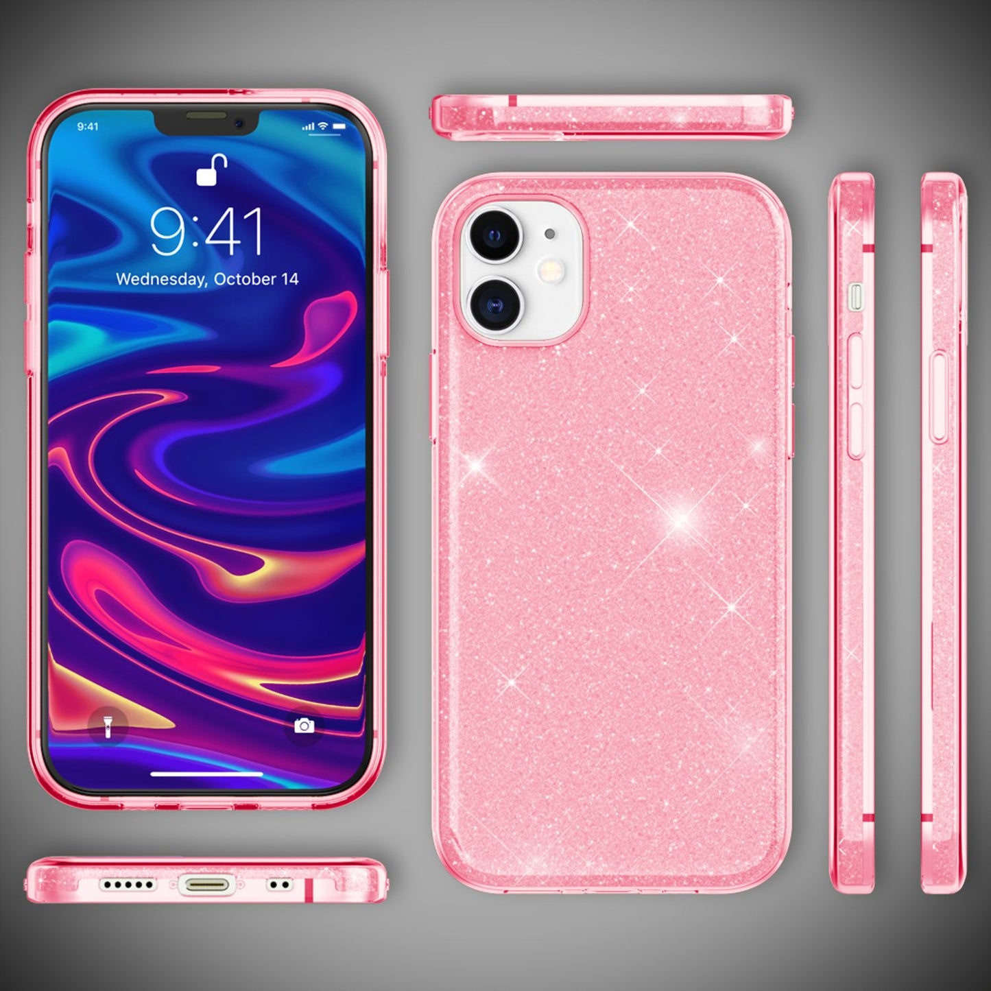 NALIA glitrandi símahulstur fyrir iPhone 12 Mini, Bling hulstur með glitrandi vernd