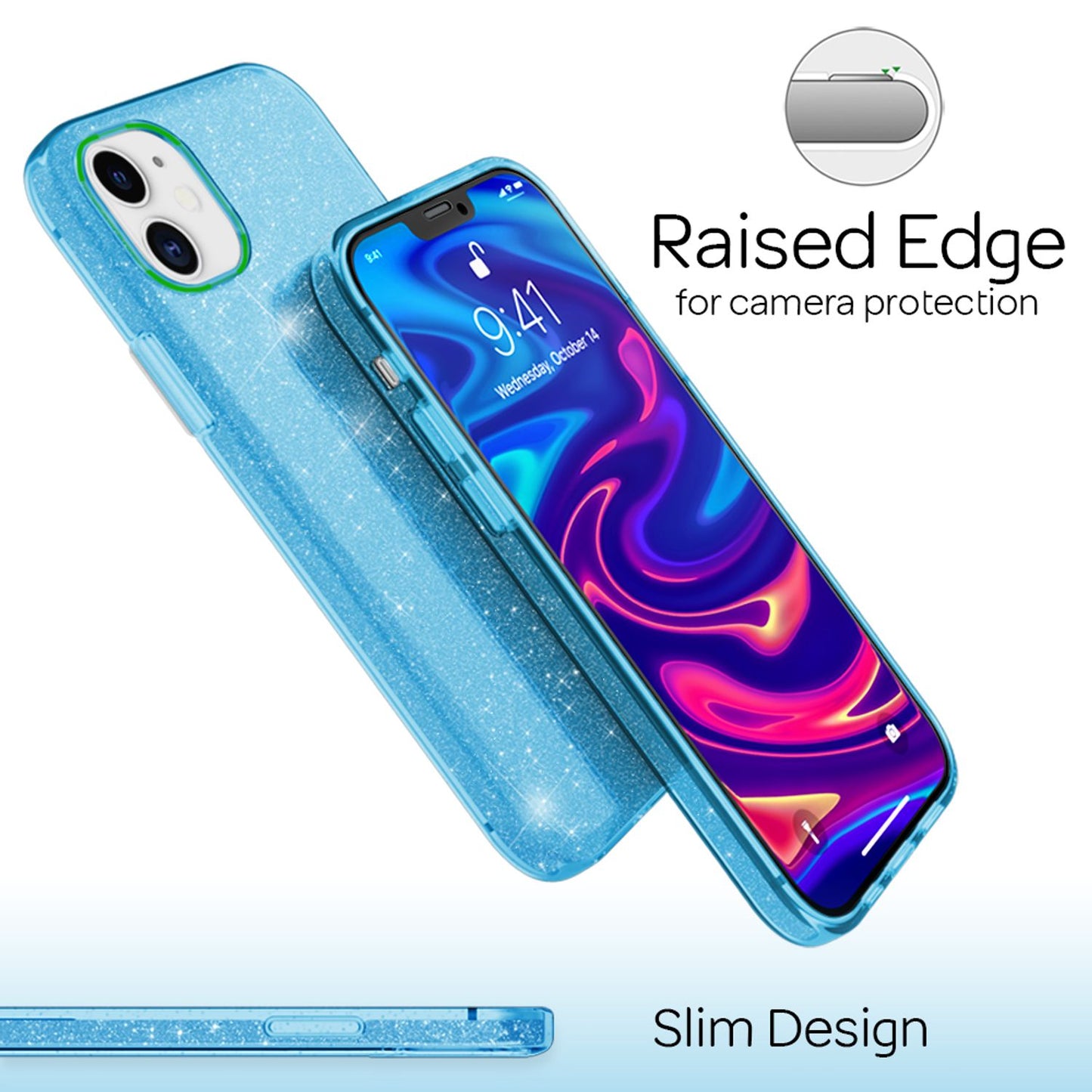 NALIA glitrandi símahulstur fyrir iPhone 12 / 12 Pro, glitrandi hlífðarhulstur