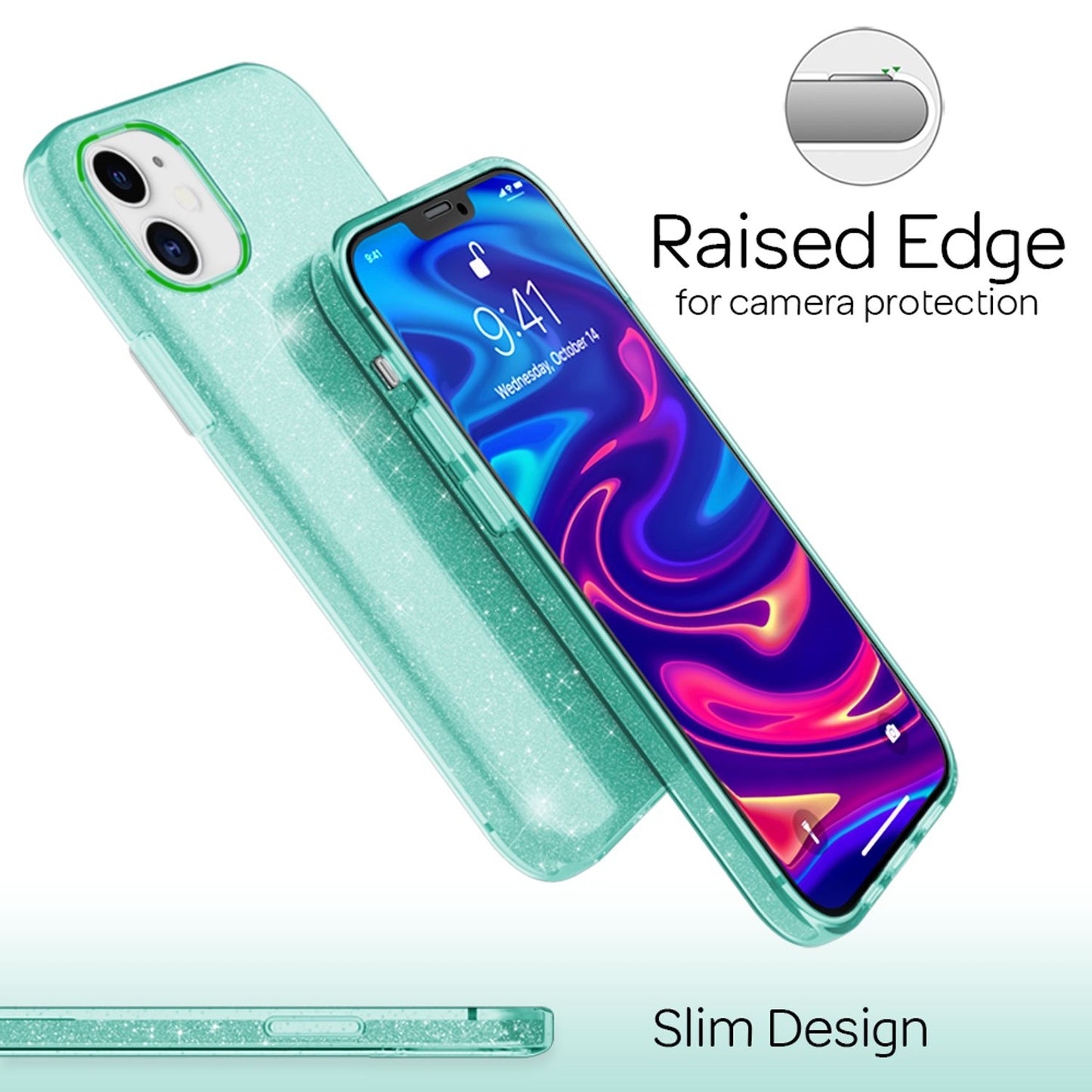 NALIA glitrandi símahulstur fyrir iPhone 12 / 12 Pro, glitrandi hlífðarhulstur