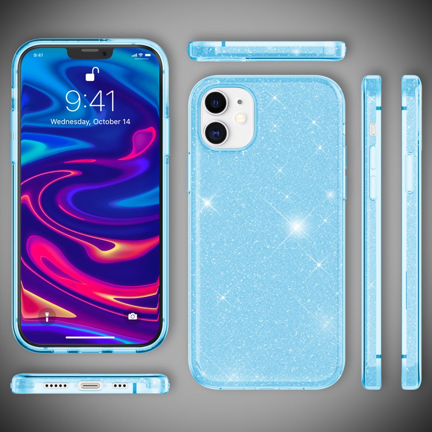 NALIA glitrandi símahulstur fyrir iPhone 12 / 12 Pro, glitrandi hlífðarhulstur