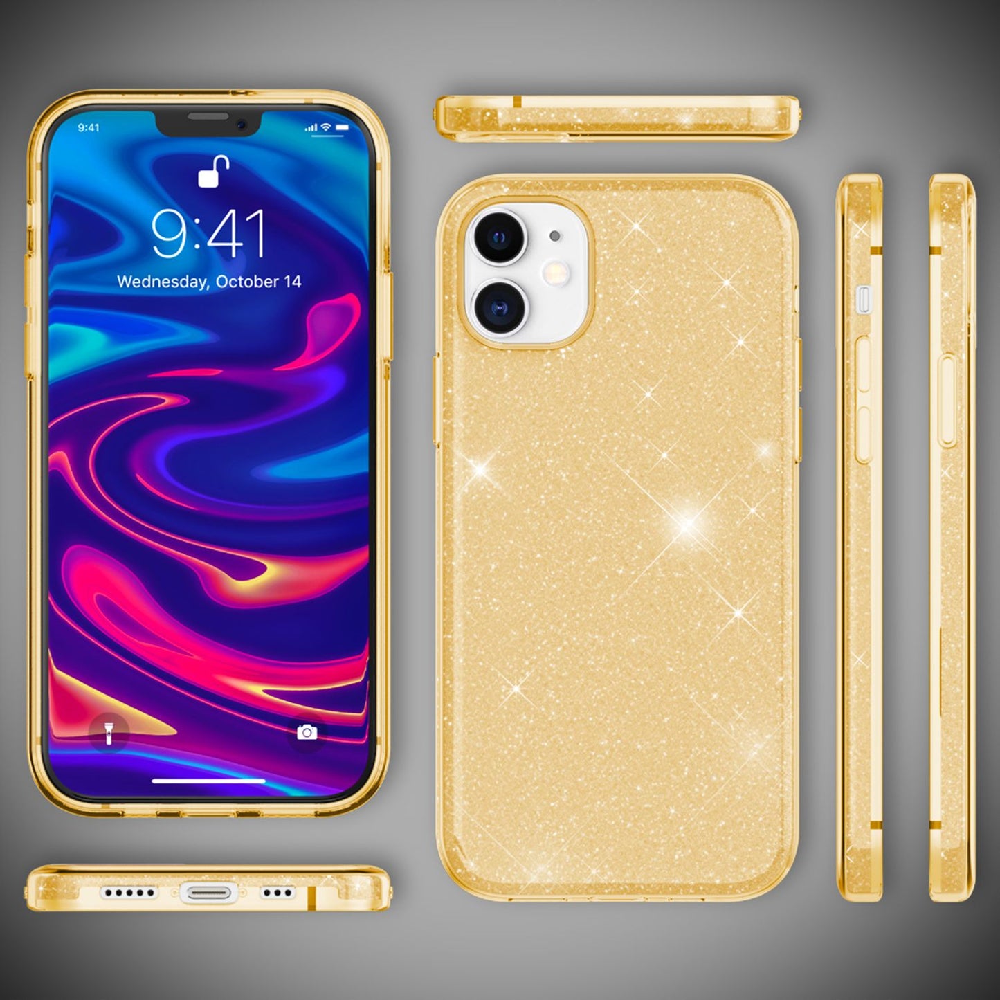 NALIA glitrandi símahulstur fyrir iPhone 12 / 12 Pro, glitrandi hlífðarhulstur