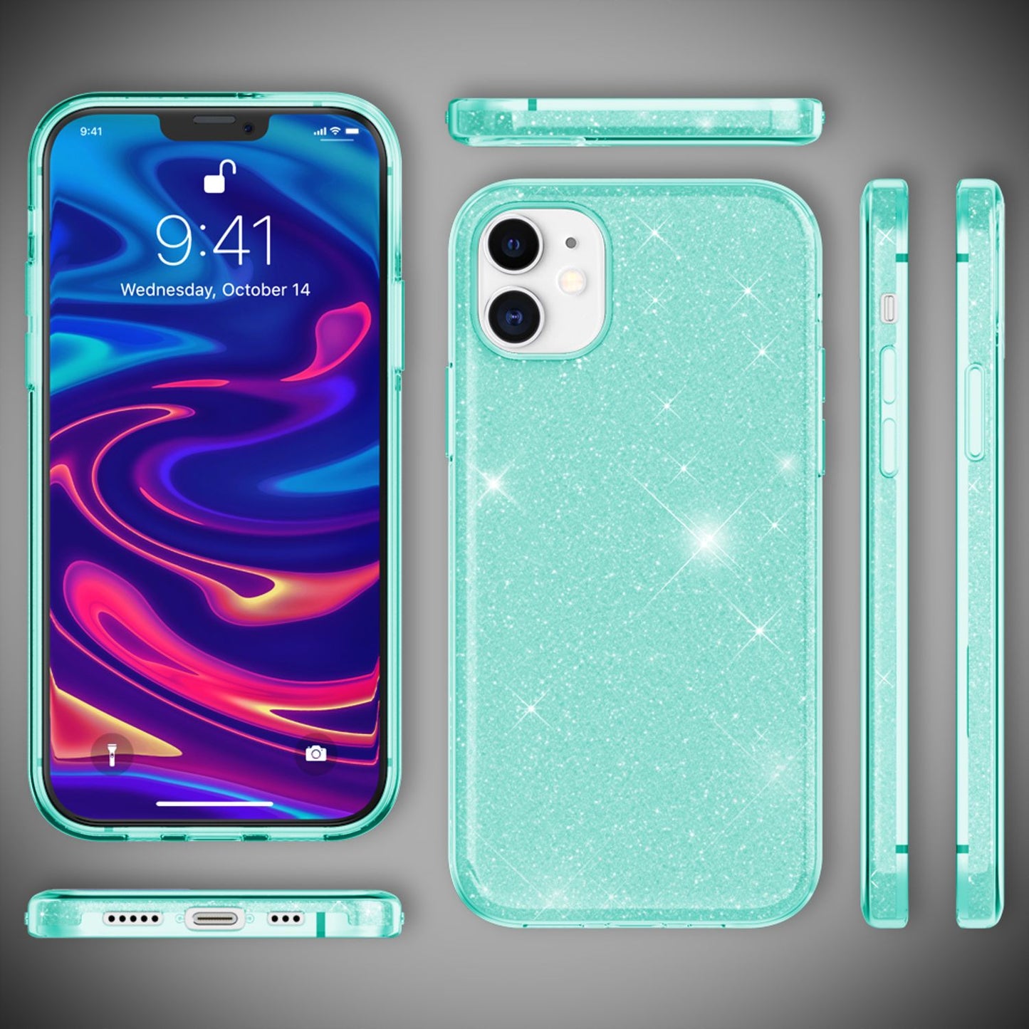 NALIA glitrandi símahulstur fyrir iPhone 12 / 12 Pro, glitrandi hlífðarhulstur