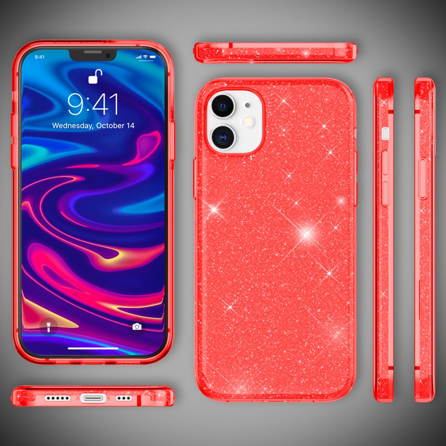 NALIA glitrandi símahulstur fyrir iPhone 12 / 12 Pro, glitrandi hlífðarhulstur