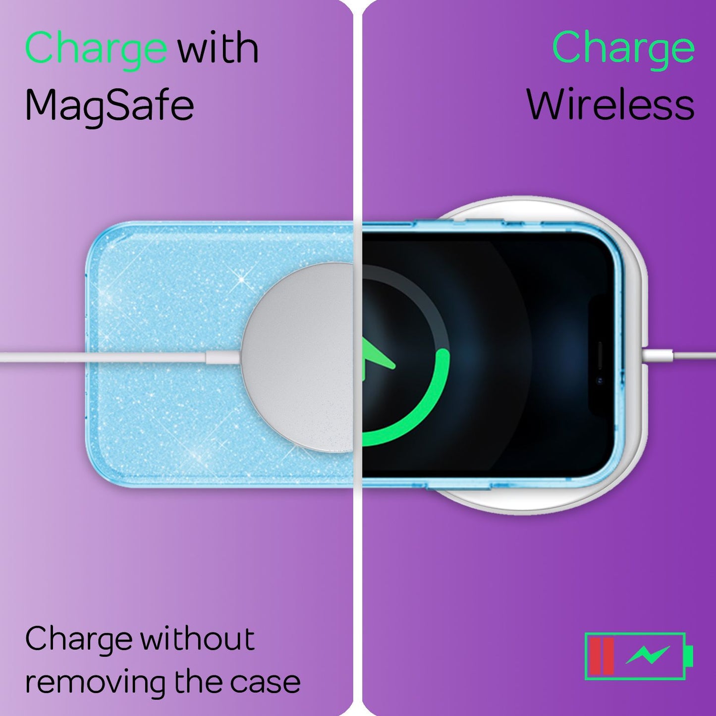 NALIA glitrandi símahulstur fyrir iPhone 12 / 12 Pro, glitrandi hlífðarhulstur