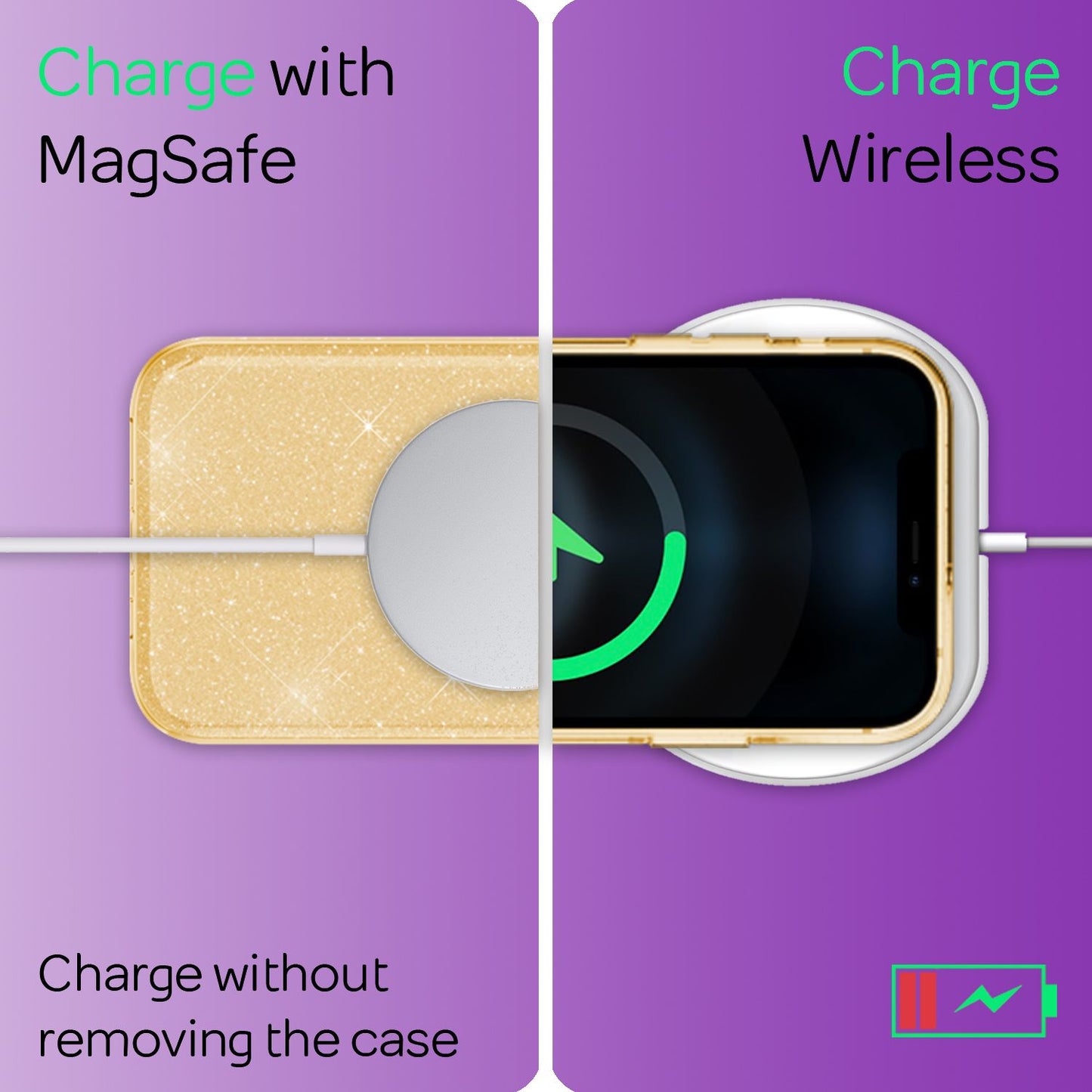 NALIA glitrandi símahulstur fyrir iPhone 12 / 12 Pro, glitrandi hlífðarhulstur