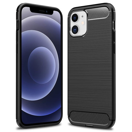 NALIA Carbon hulstur fyrir iPhone 12 mini, sílikon símahulstur