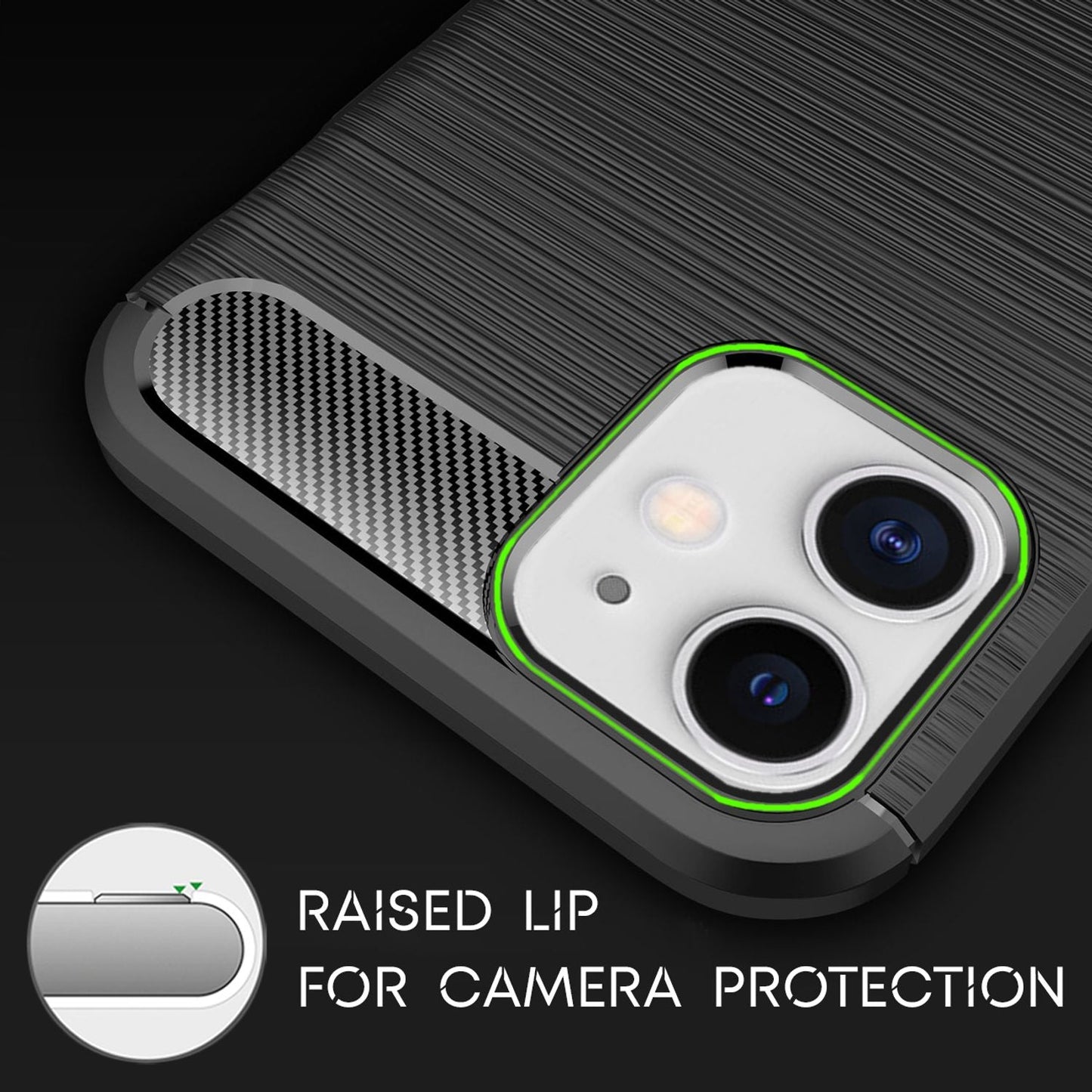 NALIA Carbon Case für iPhone 12/ iPhone 12 Pro, Silikon Handy Hülle Schutz Cover