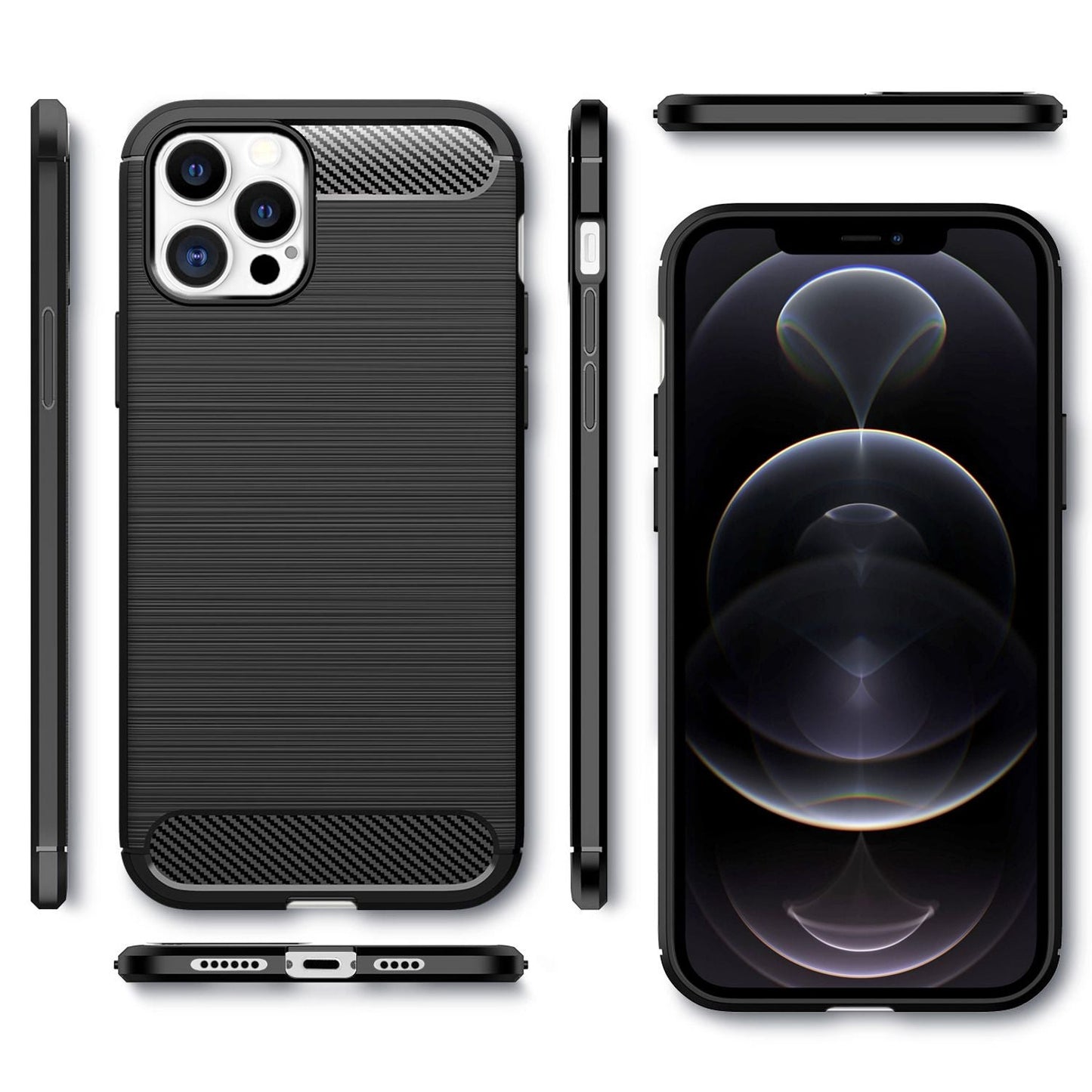 NALIA Carbon Case for iPhone 12 Pro Max, Silicone Phone Case Cover Protective Bag