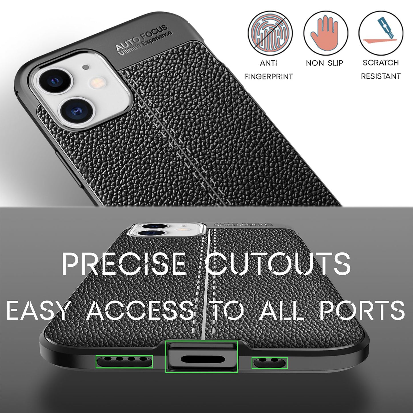 NALIA leðurhulstur fyrir iPhone 12 mini, sílikon símahulstur, verndandi poki úr TPU