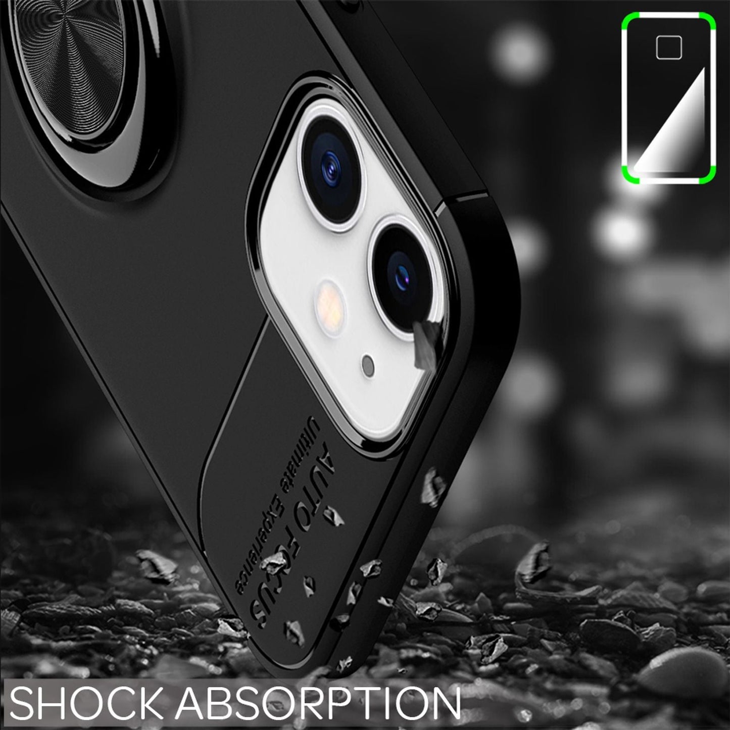 NALIA Ring símahulstur fyrir iPhone 12 / iPhone 12 Pro, símahulstur, verndarhulstur úr TPU