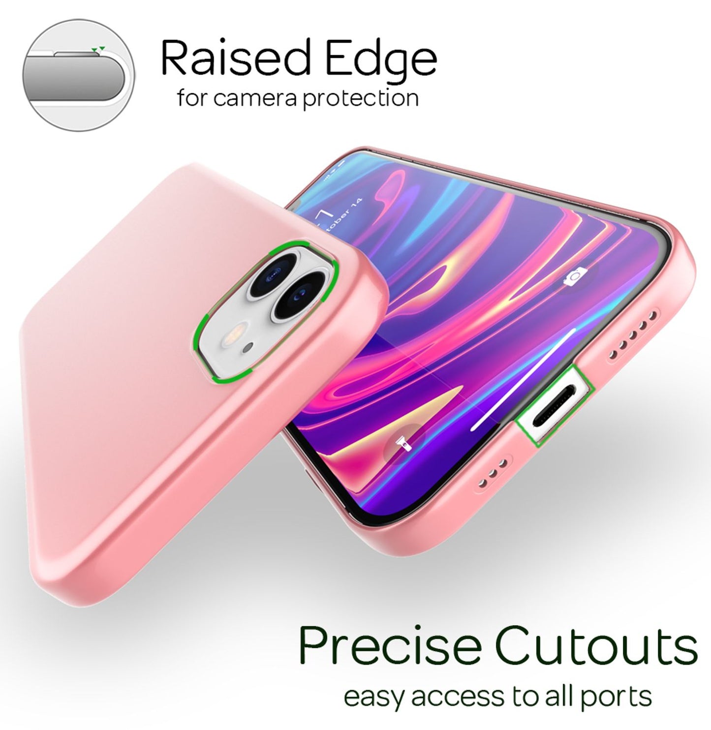 NALIA hart hulstur fyrir iPhone 12/ iPhone 12 Pro, þunnt hulstur fyrir farsíma