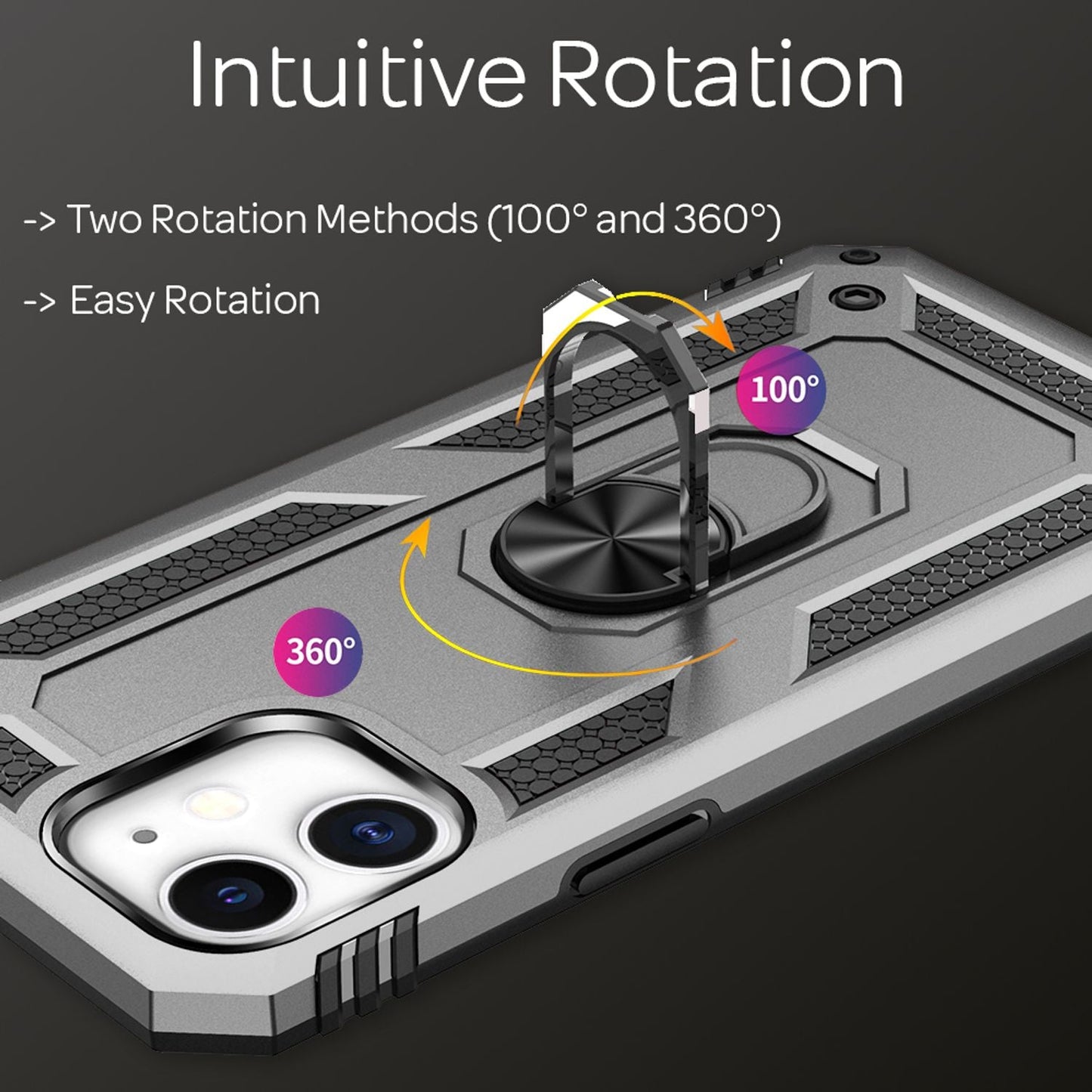 NALIA Ring Case for iPhone 12 mini, Silicone Cover Hard Case Phone Protective Bag