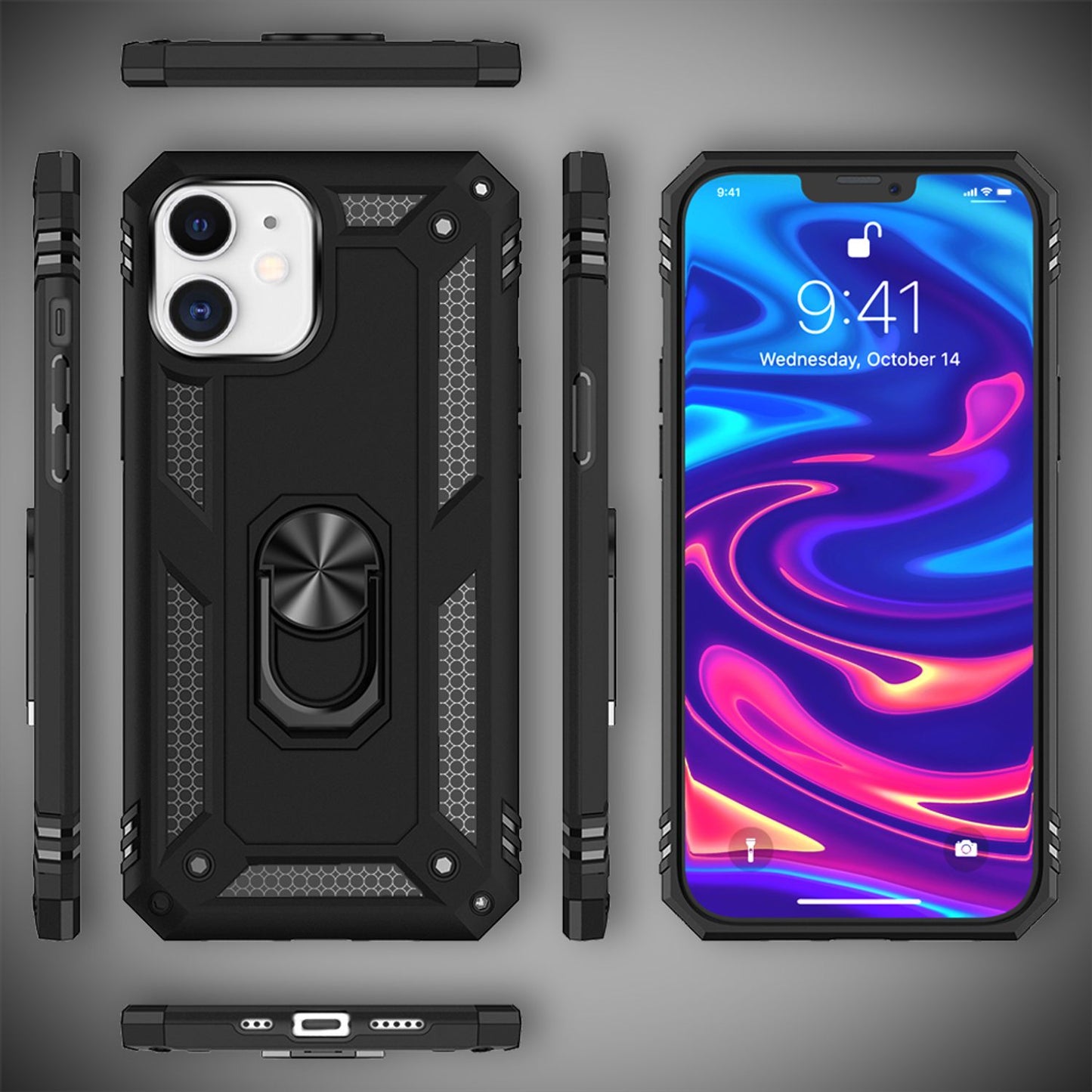 NALIA Ring Case for iPhone 12/ iPhone 12 Pro, Hard Case Protective Cover