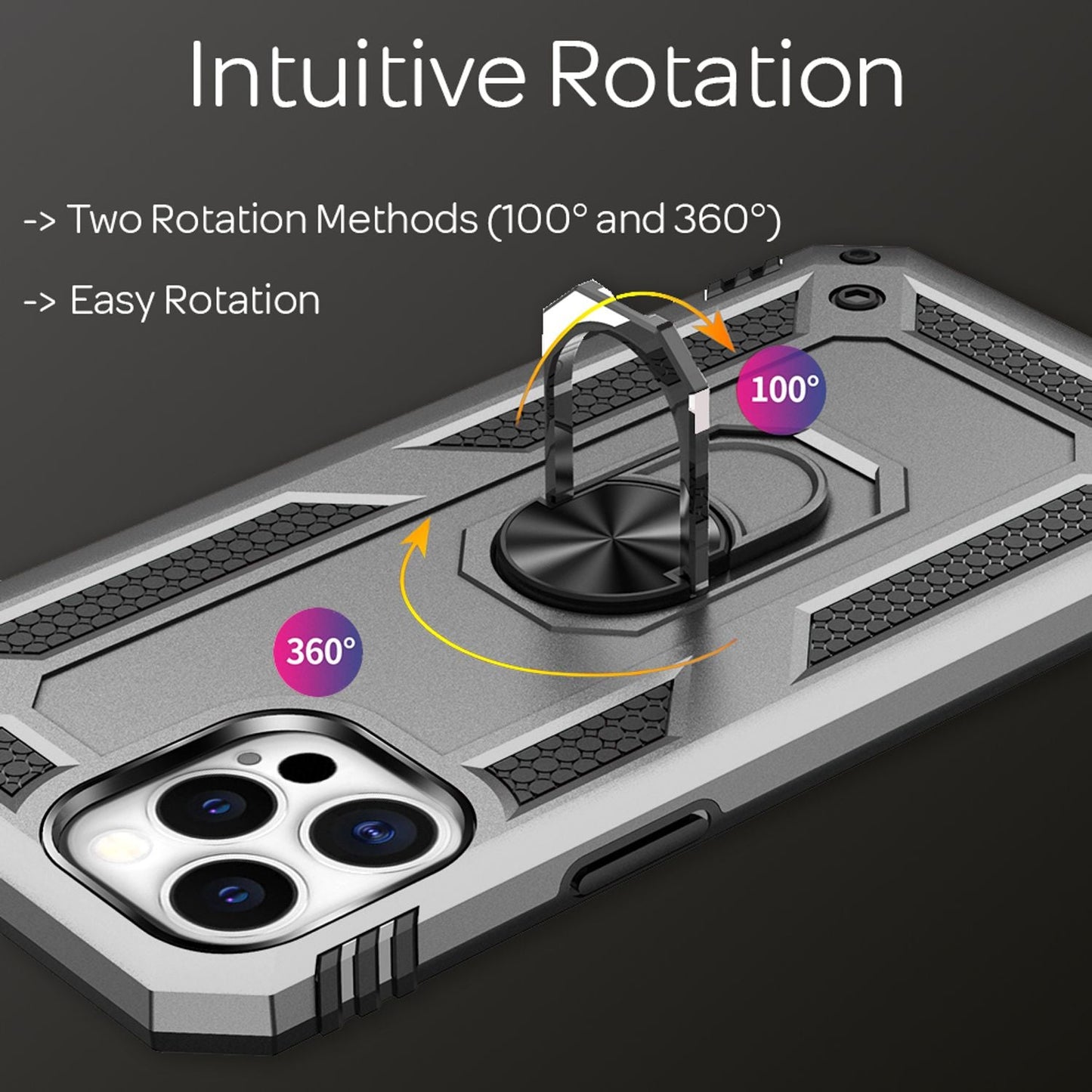 NALIA Ring Case fyrir iPhone 12 Pro Max, sílikon hulstur, hart hulstur, þunnt símahulstur