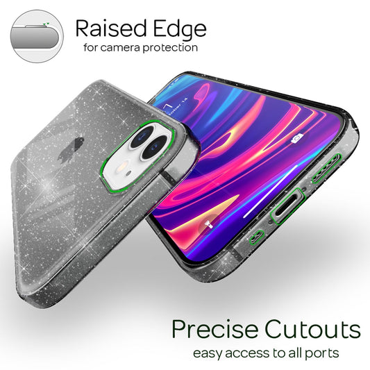 NALIA Glitrandi hulstur fyrir iPhone 12 mini, Bling símahulstur með glitrandi vernd