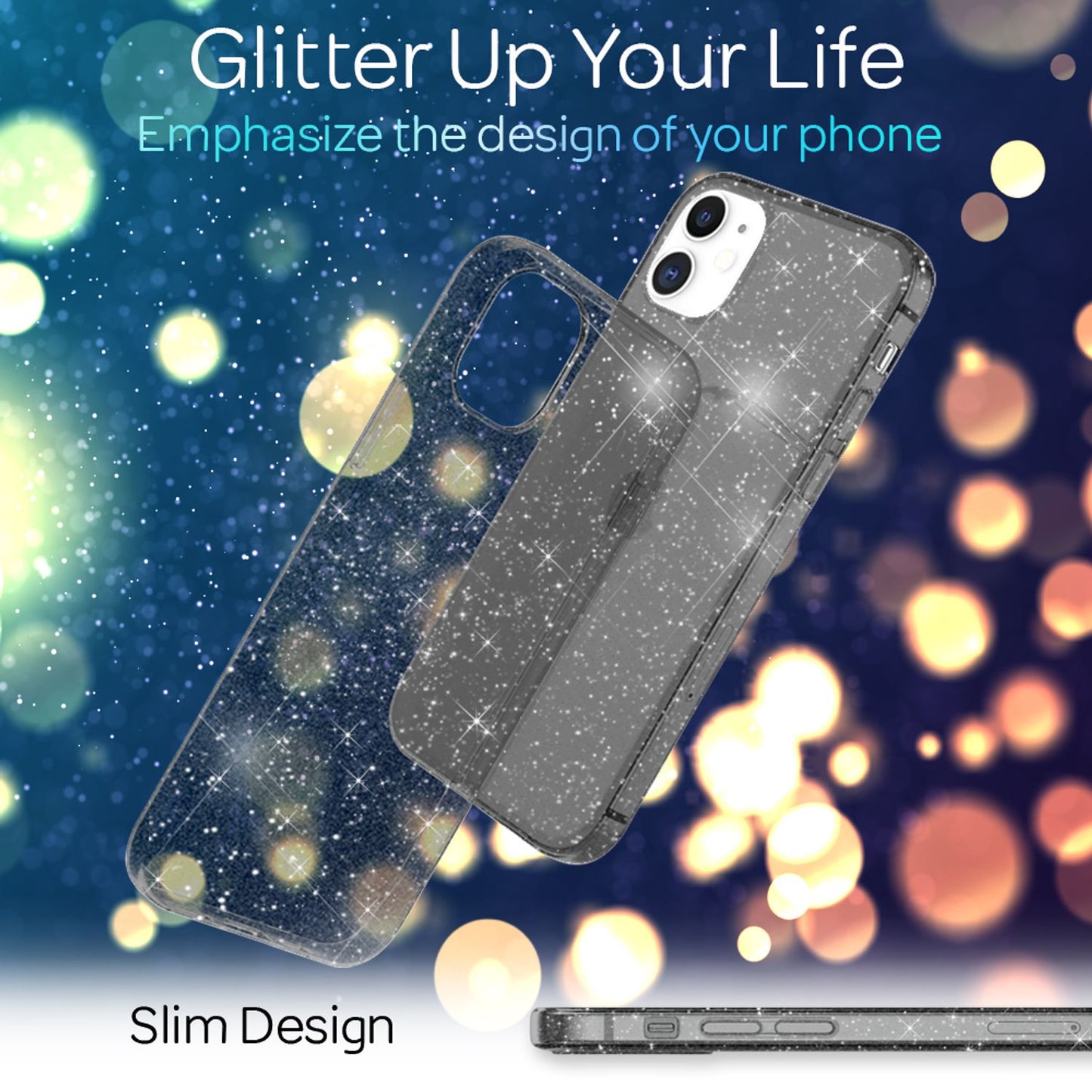 NALIA Glitrandi hulstur fyrir iPhone 12 mini, Bling símahulstur með glitrandi vernd