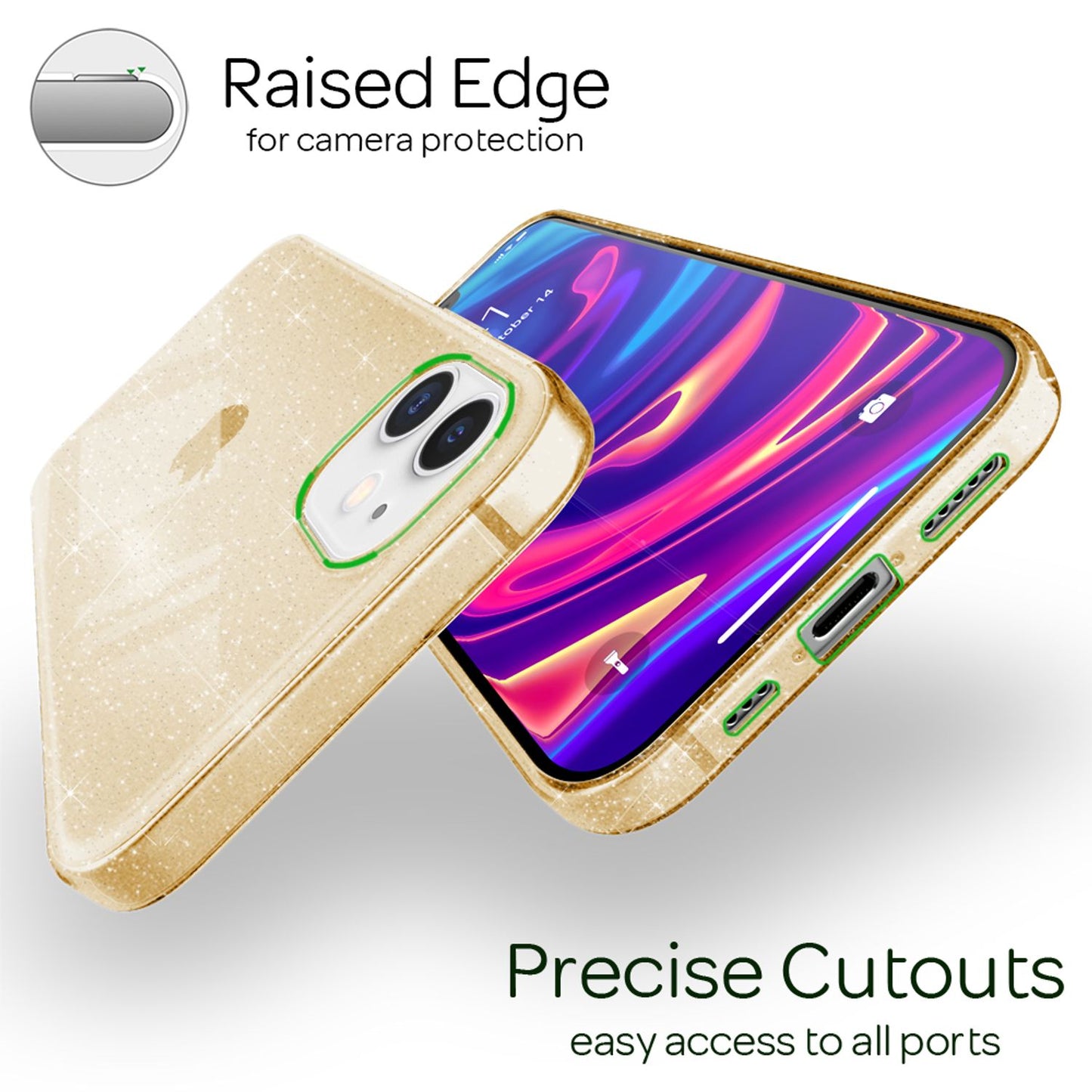 NALIA Glitter Case for iPhone 12 / iPhone 12 Pro, Bling Phone Cover Protective Case