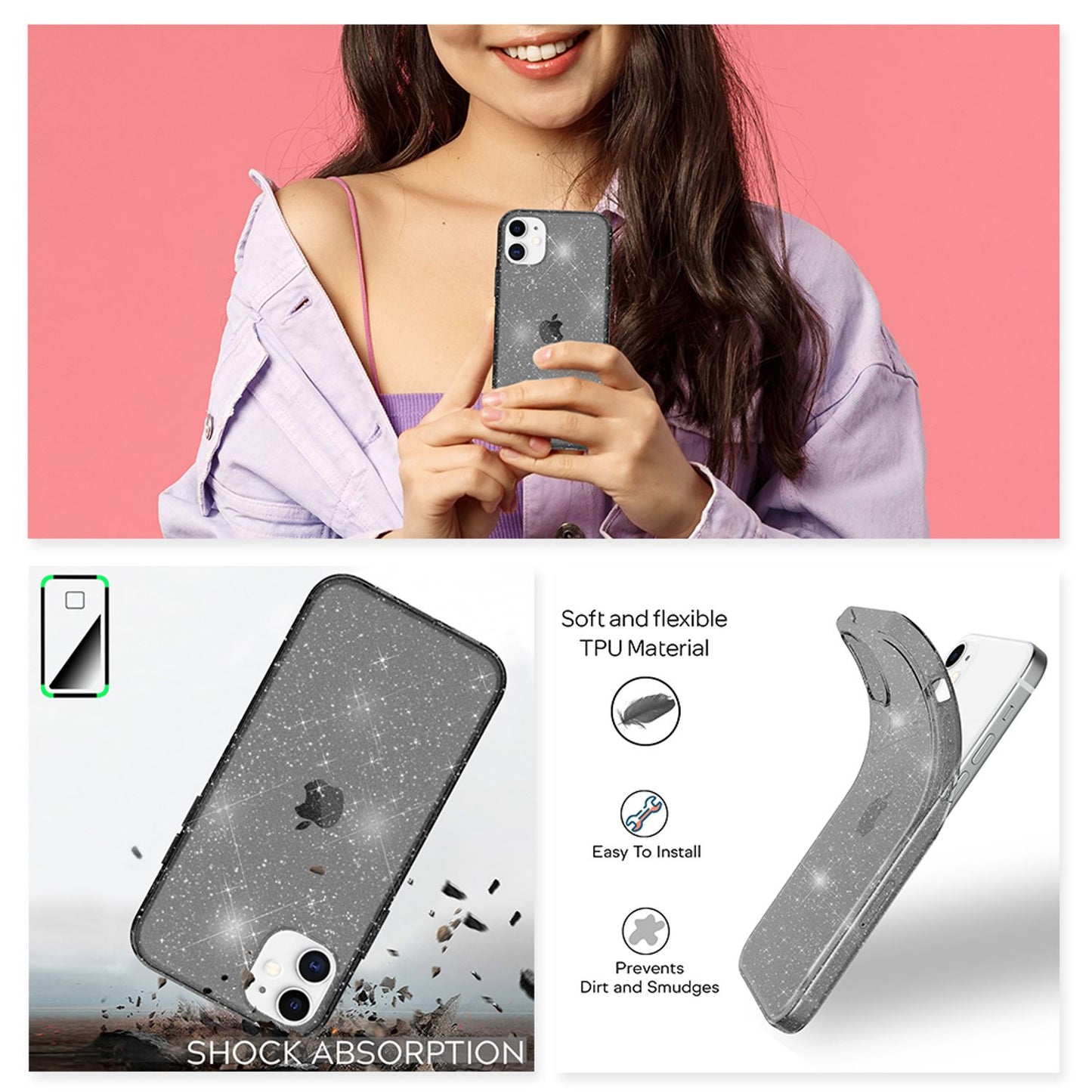 NALIA Glitter Case for iPhone 12 / iPhone 12 Pro, Bling Phone Cover Protective Case