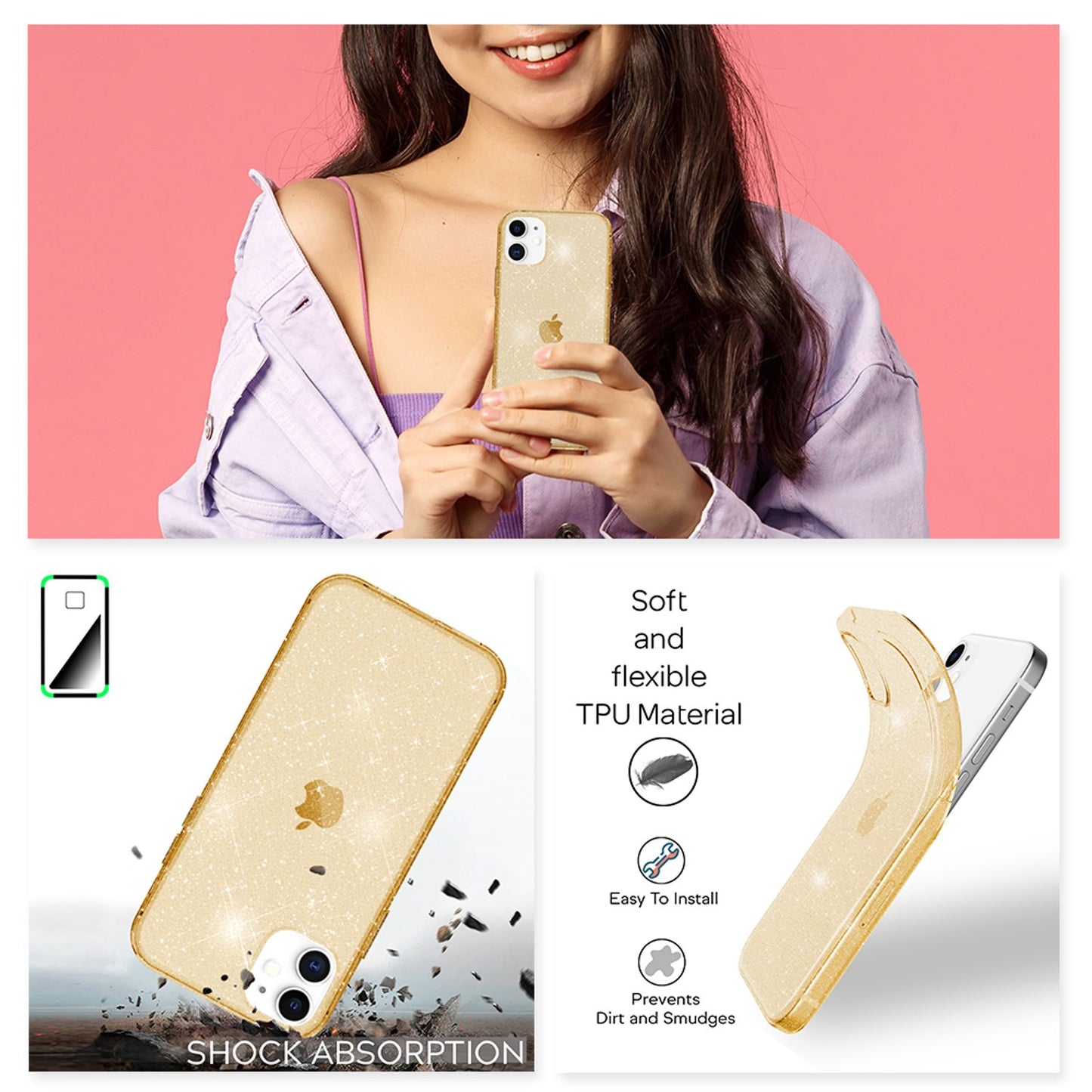 NALIA Glitter Case for iPhone 12 / iPhone 12 Pro, Bling Phone Cover Protective Case