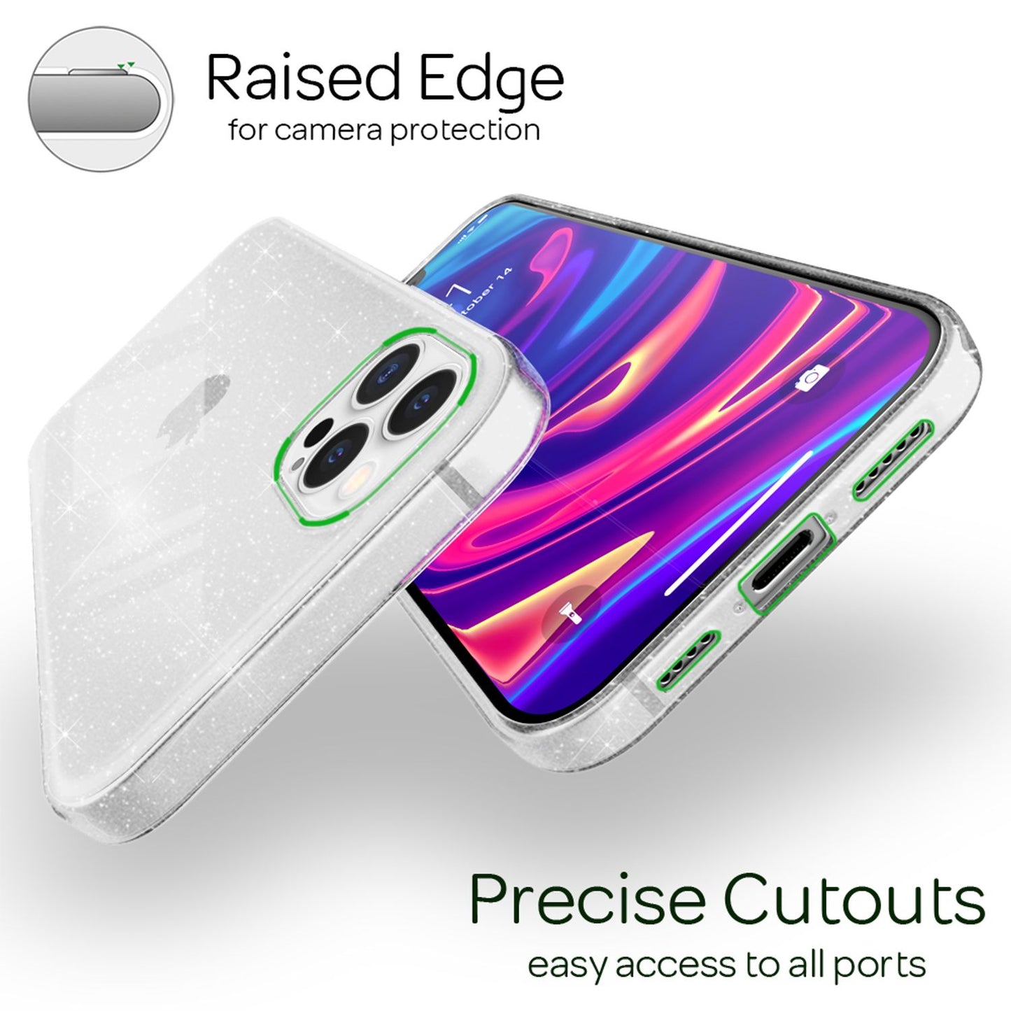 NALIA Glitter Case for iPhone 12 Pro Max, Bling Phone Cover Protective Glitter Case