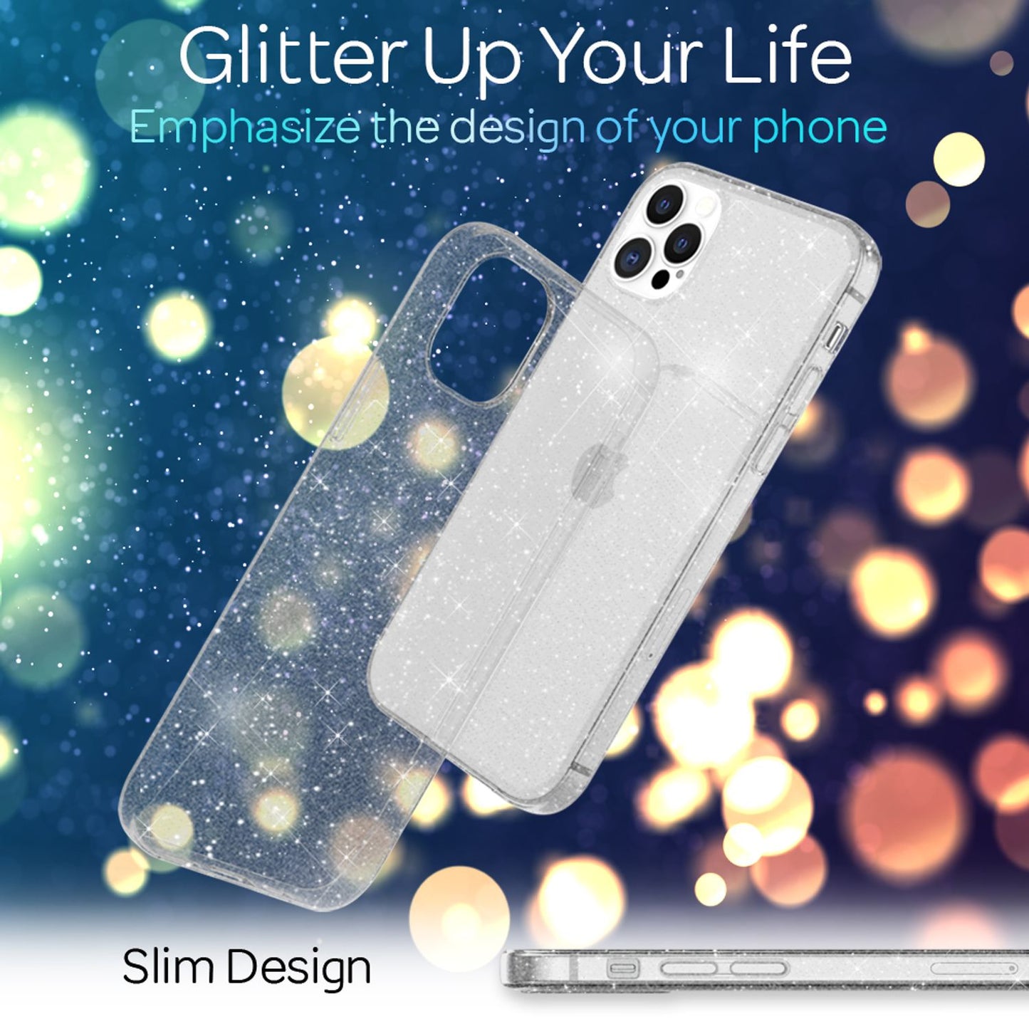 NALIA Glitter Case for iPhone 12 Pro Max, Bling Phone Cover Protective Glitter Case