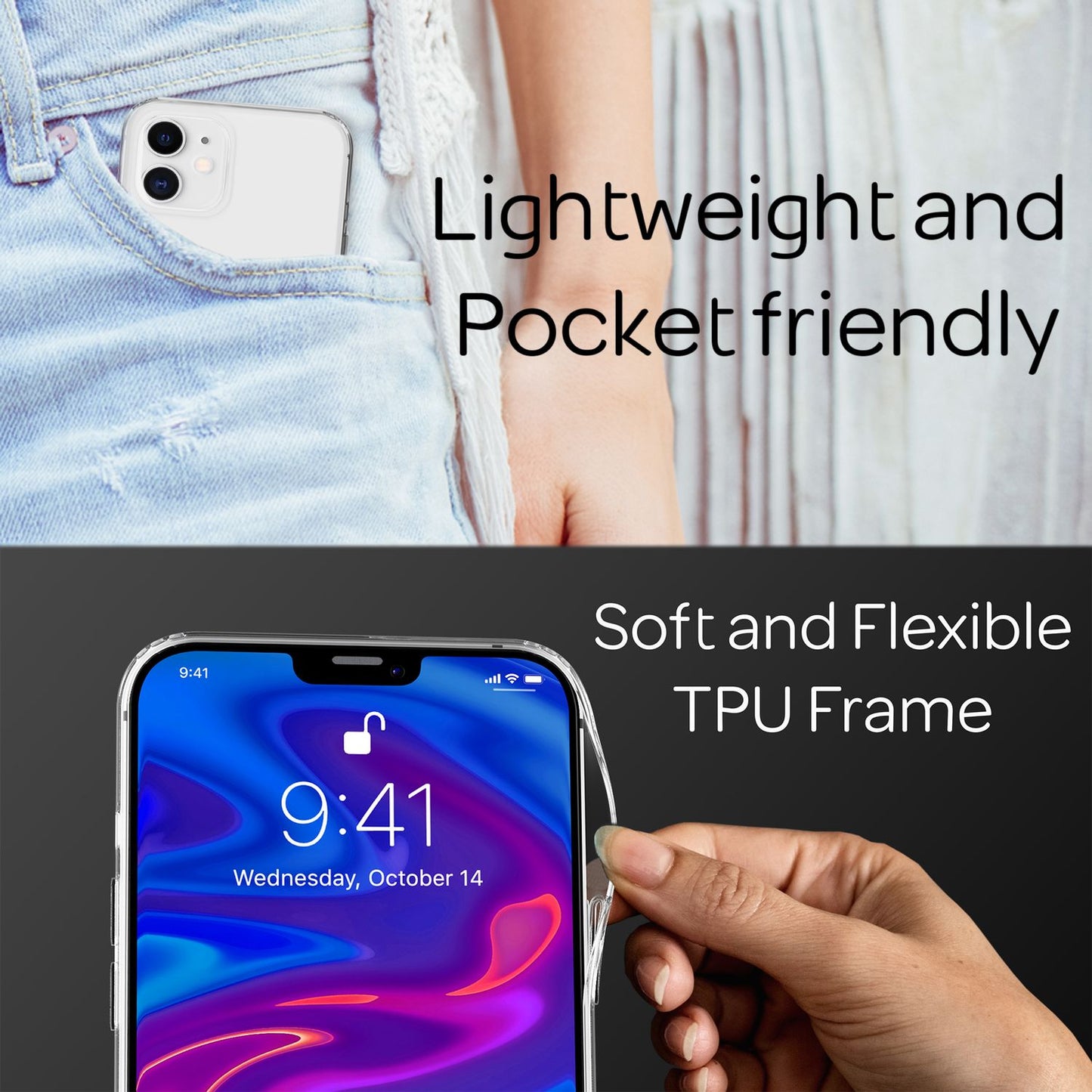 NALIA Phone Case for iPhone 12 / iPhone 12 Pro, Slim Hard Case &amp; Silicone Bumper