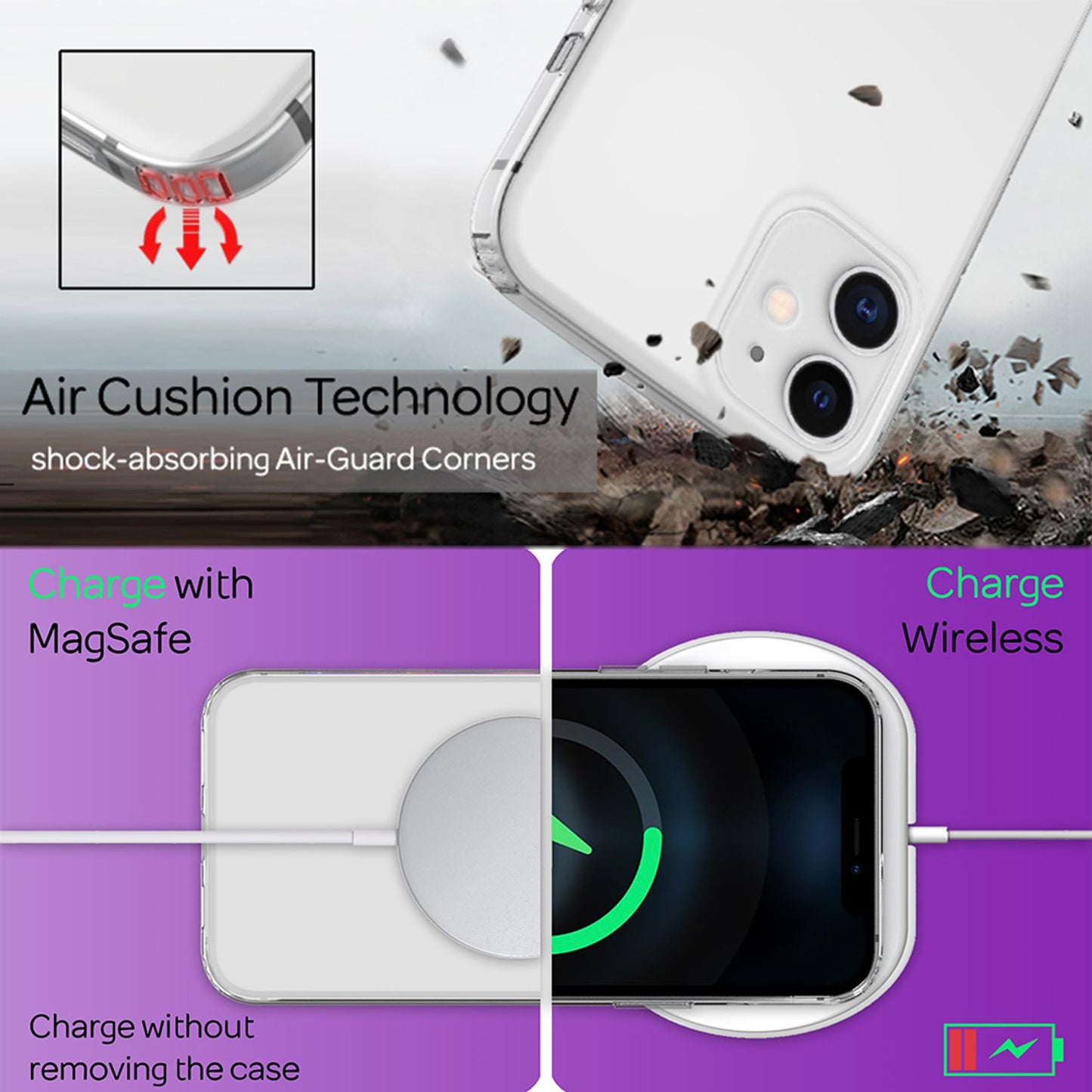 NALIA Phone Case for iPhone 12 / iPhone 12 Pro, Slim Hard Case &amp; Silicone Bumper