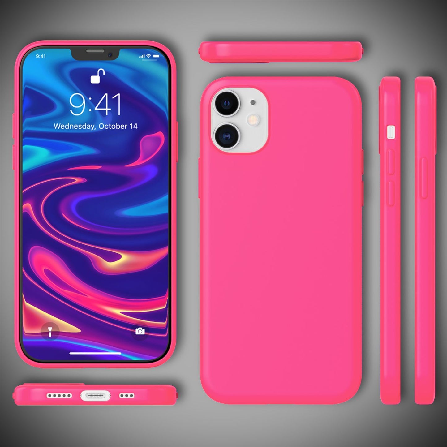 NALIA Neon símahulstur fyrir iPhone 12 / iPhone 12 Pro, þunnt hulstur úr TPU