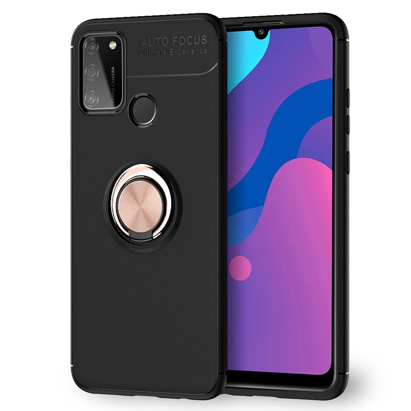 NALIA Ring símahulstur fyrir Honor 9A, þunnt hulstur með hlífðarpoka og stuðara