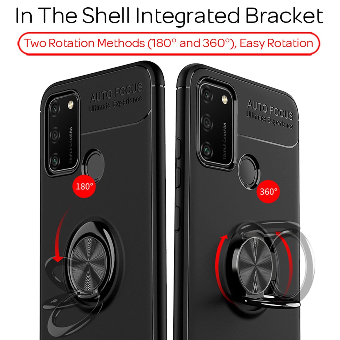 NALIA Ring símahulstur fyrir Honor 9A, þunnt hulstur með hlífðarpoka og stuðara