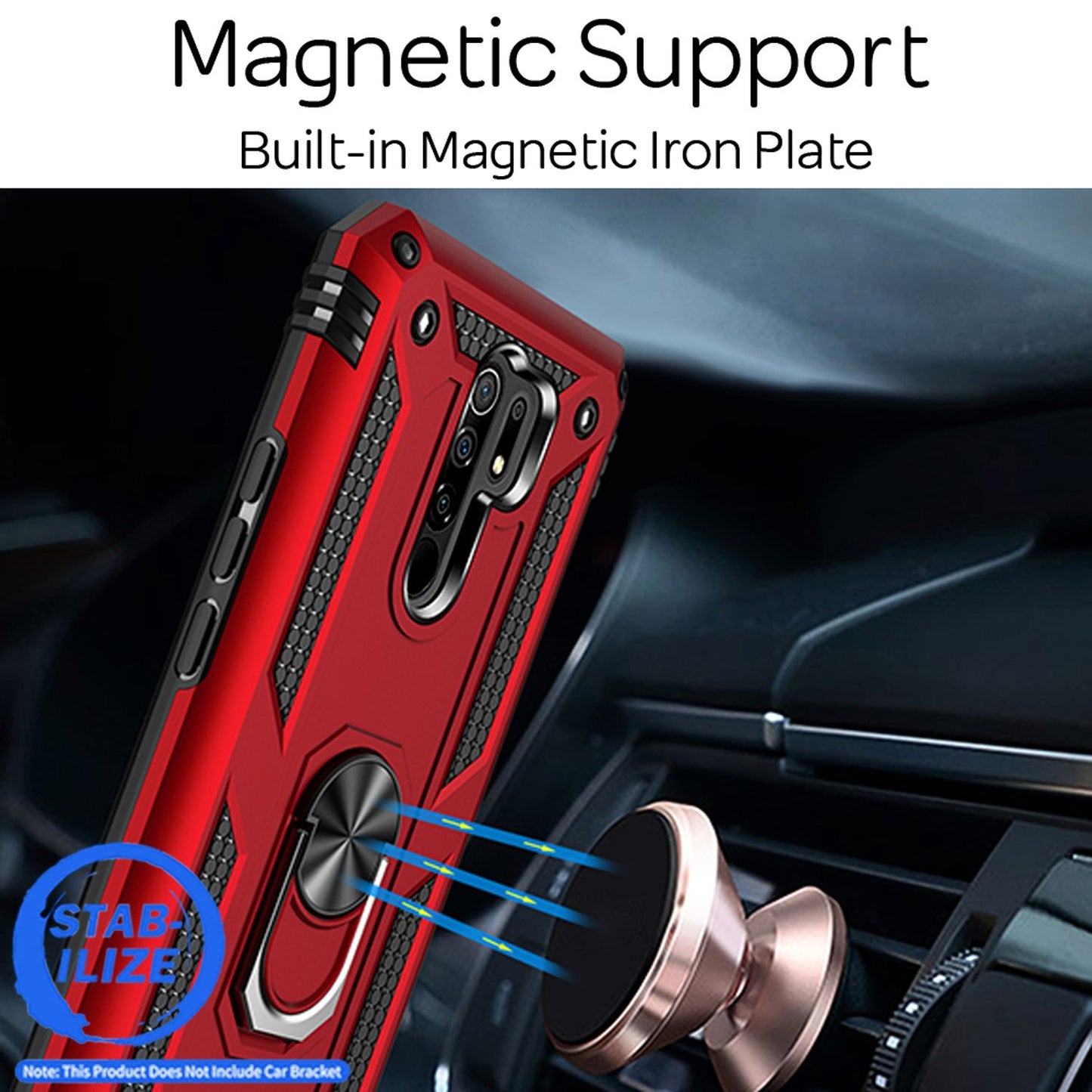 NALIA Ring Handy Hülle für Xiaomi Redmi 9, Schutz Cover mit 360° Finger Halter