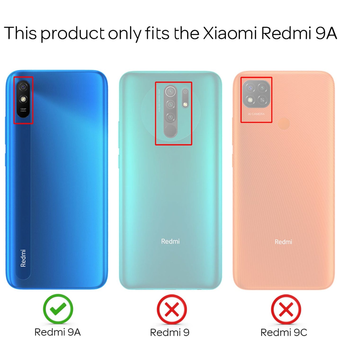 NALIA Ring símahulstur fyrir Xiaomi Redmi 9A, hulstur fyrir segulfestingu í bíl