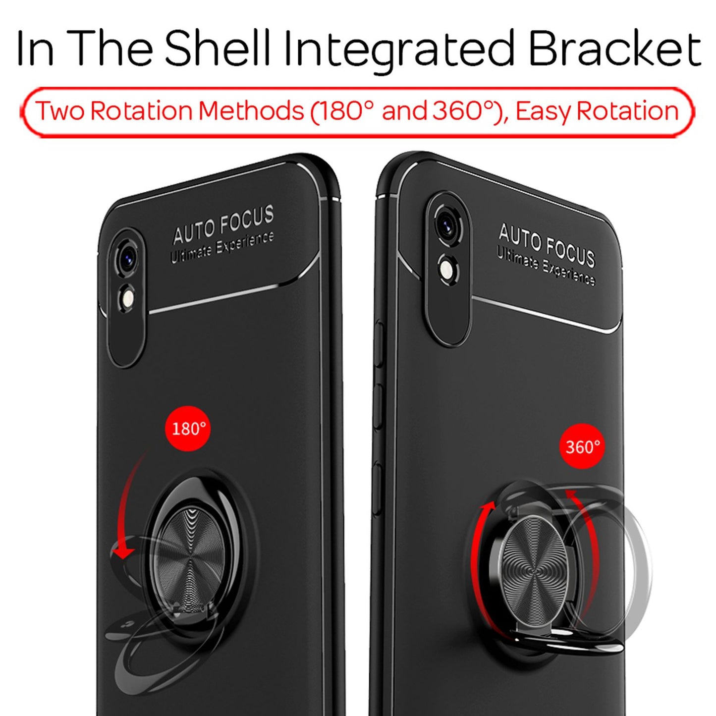 NALIA Ring Phone Case for Xiaomi Redmi 9A, Protective Phone Case Bag Bumper