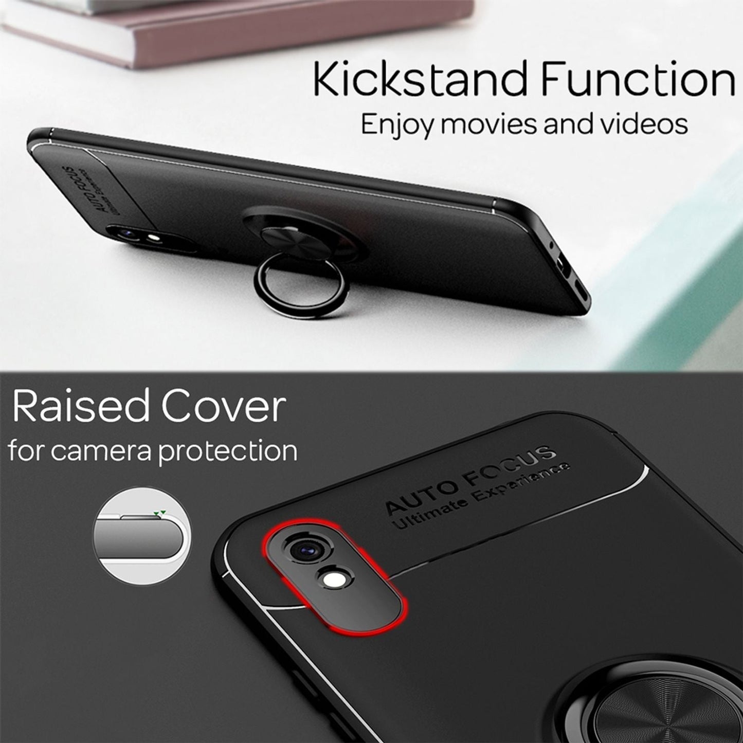 NALIA Ring Phone Case for Xiaomi Redmi 9A, Protective Phone Case Bag Bumper