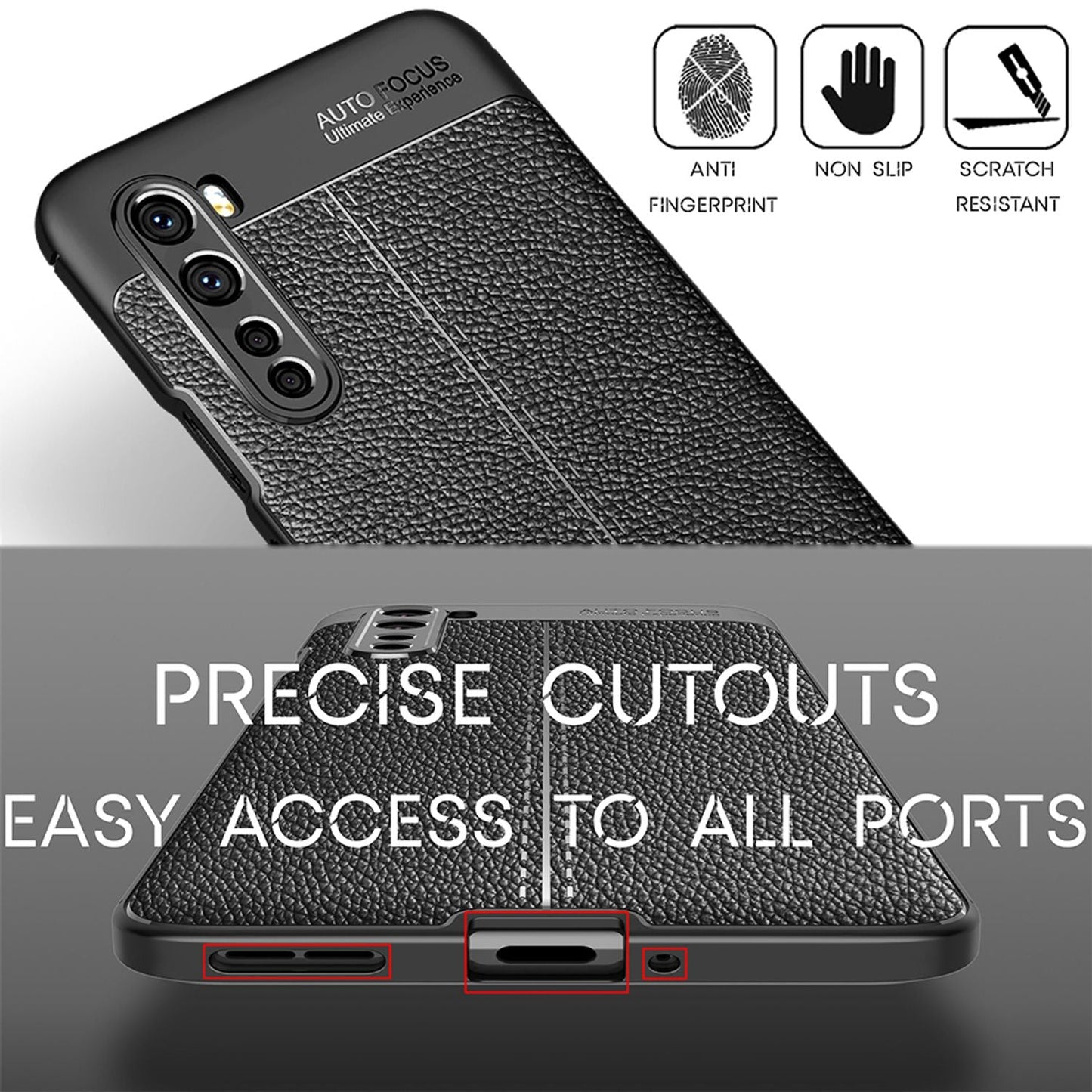 NALIA Design símahulstur fyrir OnePlus Nord, leðurlíkt símahulstur með stuðara