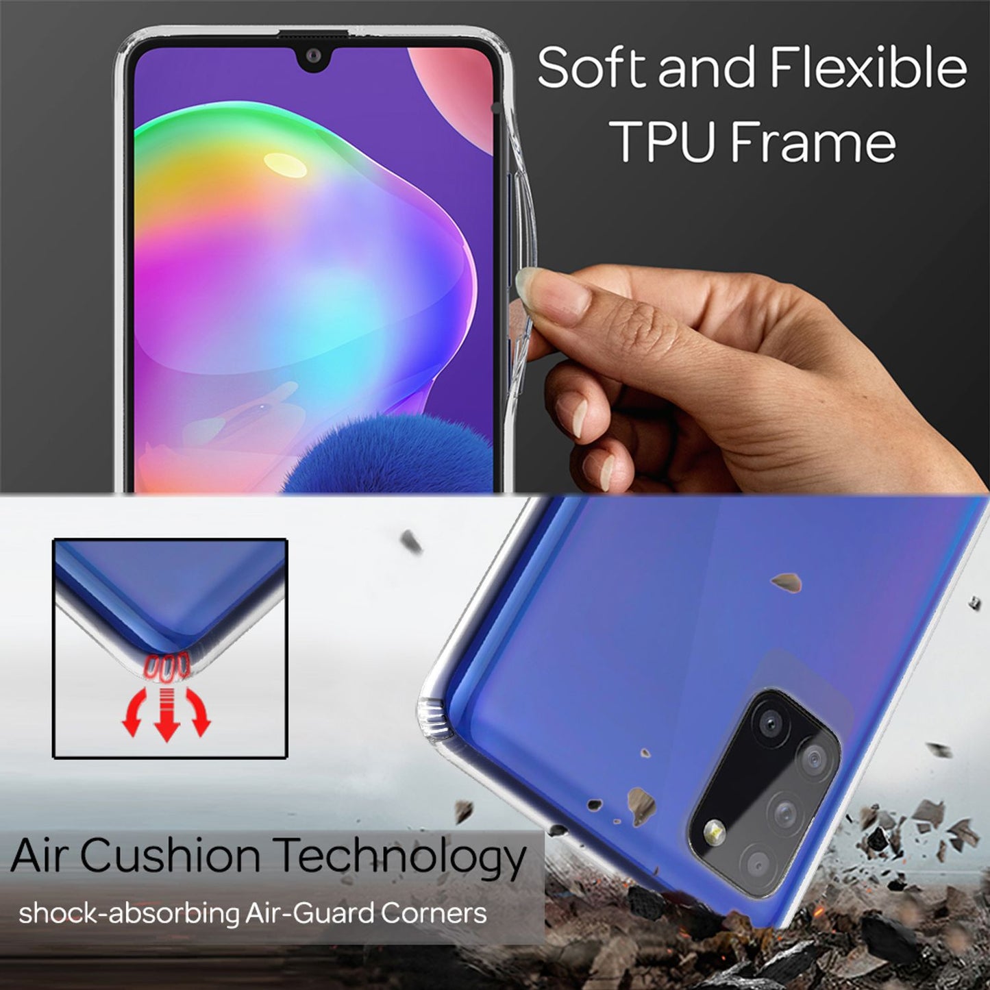 NALIA Clear Phone Case for Samsung Galaxy A31, Clear Case Cover Protective Bag