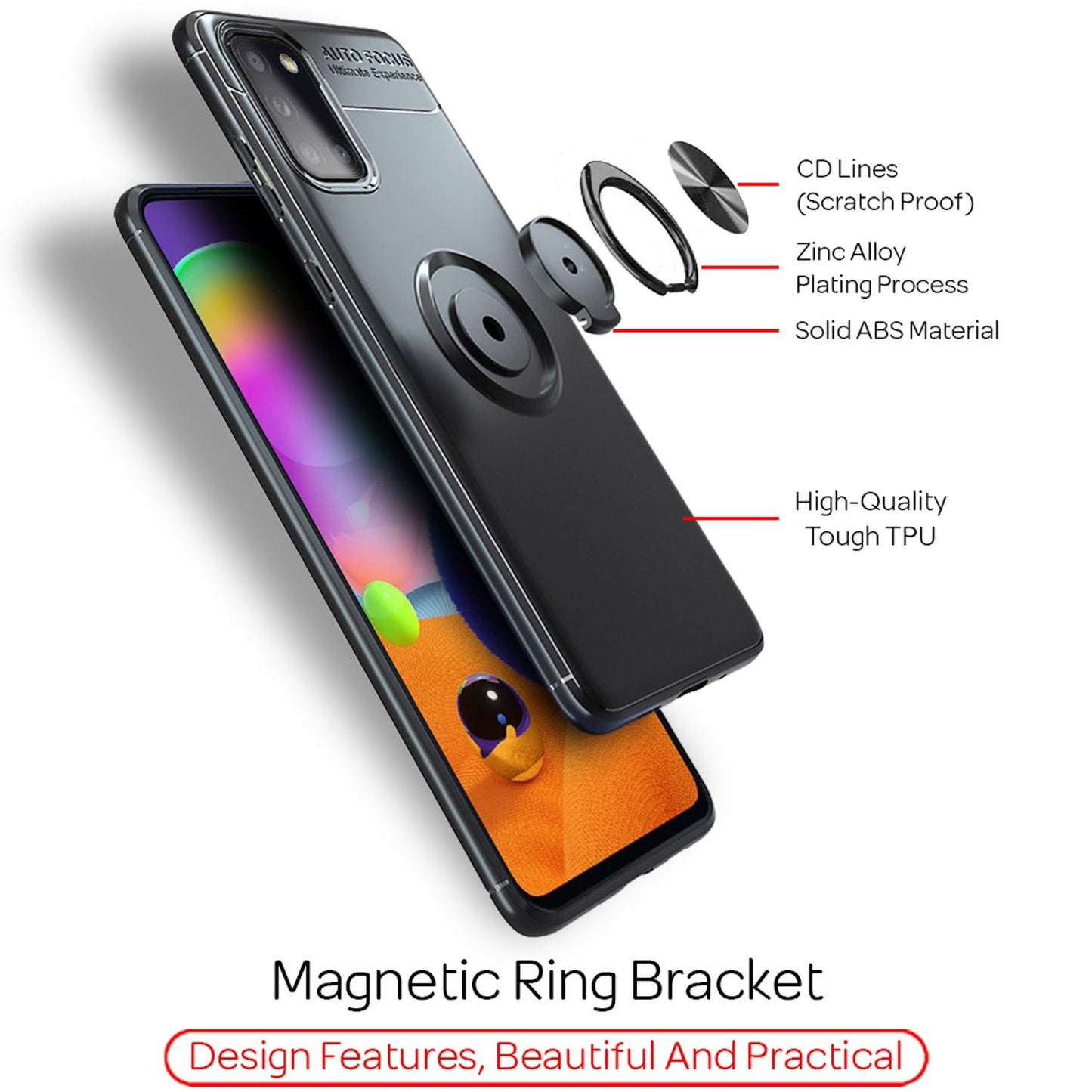 NALIA Ring Phone Case for Samsung Galaxy A31, Protective Case Bag Bumper